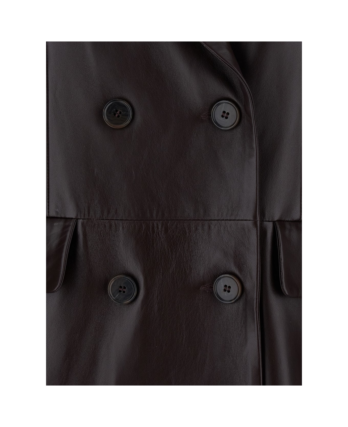 ARMA Brown Double-breasted Coat In Leather Woman - Brown