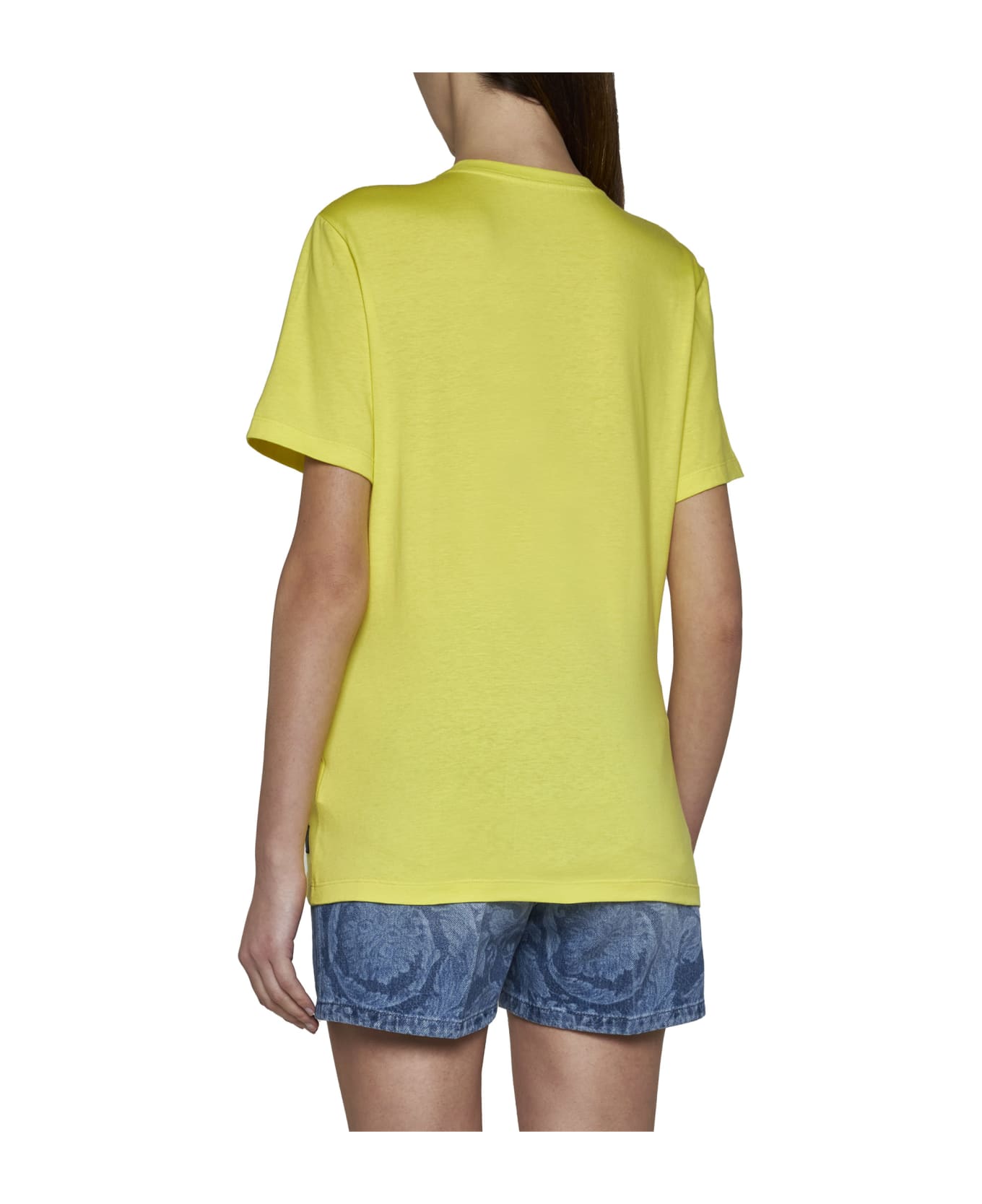 Versace Logo Embroidery T-shirt - Yellow white