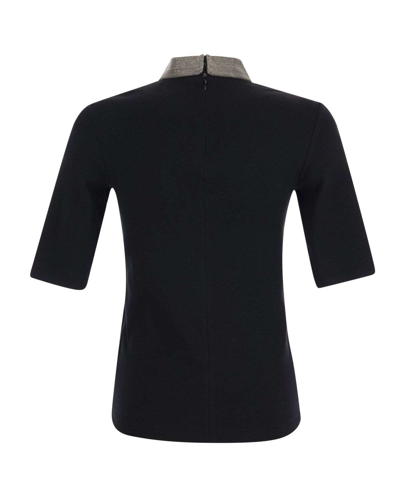 Fabiana Filippi T-shirt With Luxury Neckline - Black Tシャツ