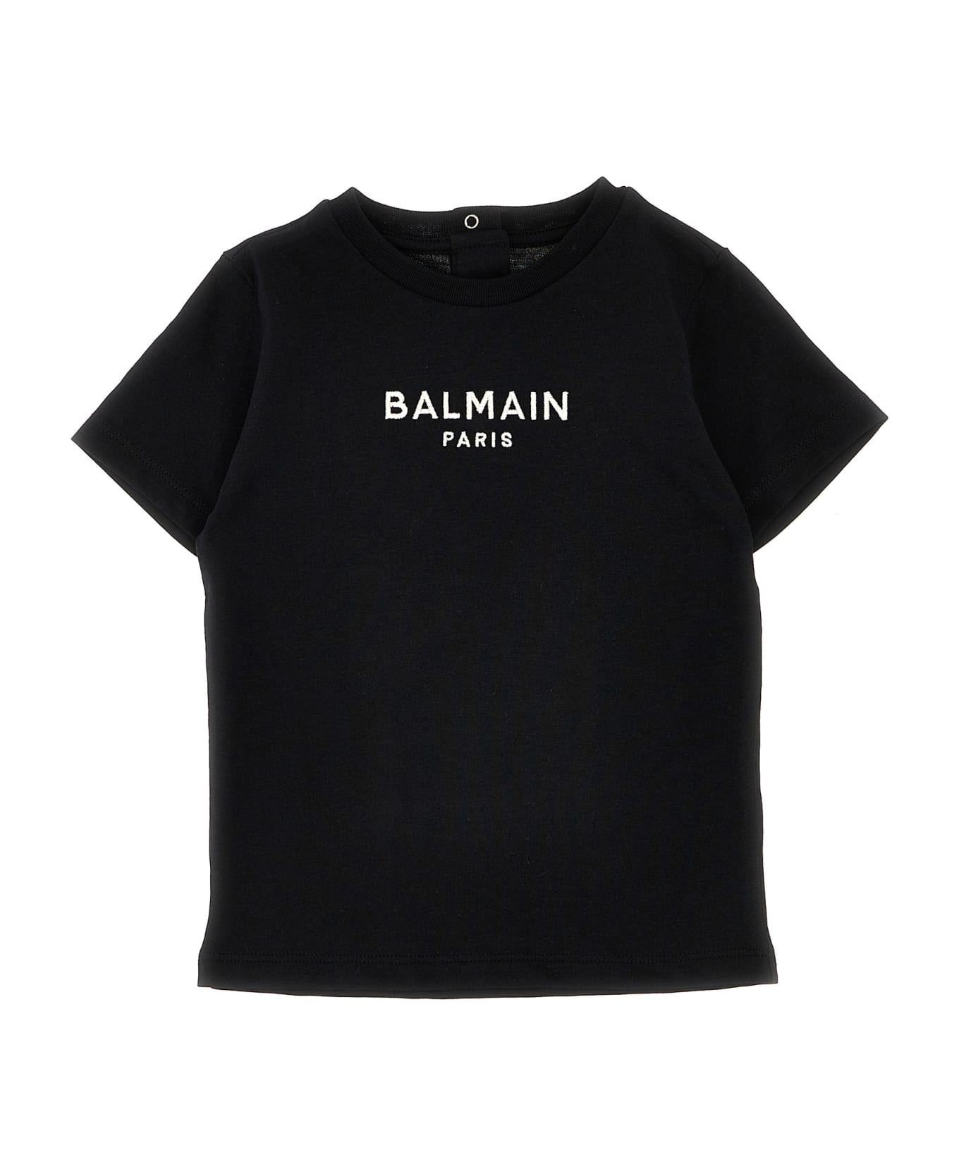 Balmain Logo Embroidery T-shirt - Black  