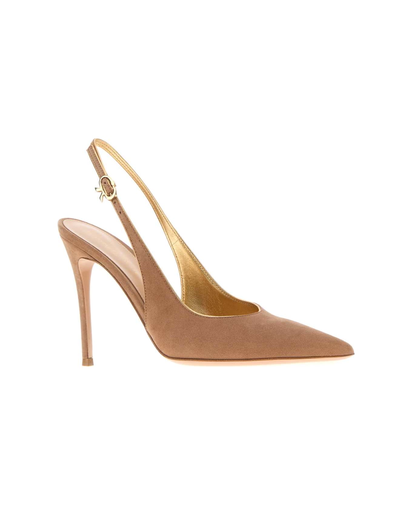 Gianvito Rossi Camel Suede Yves Pumps - PRALINEMEKONG