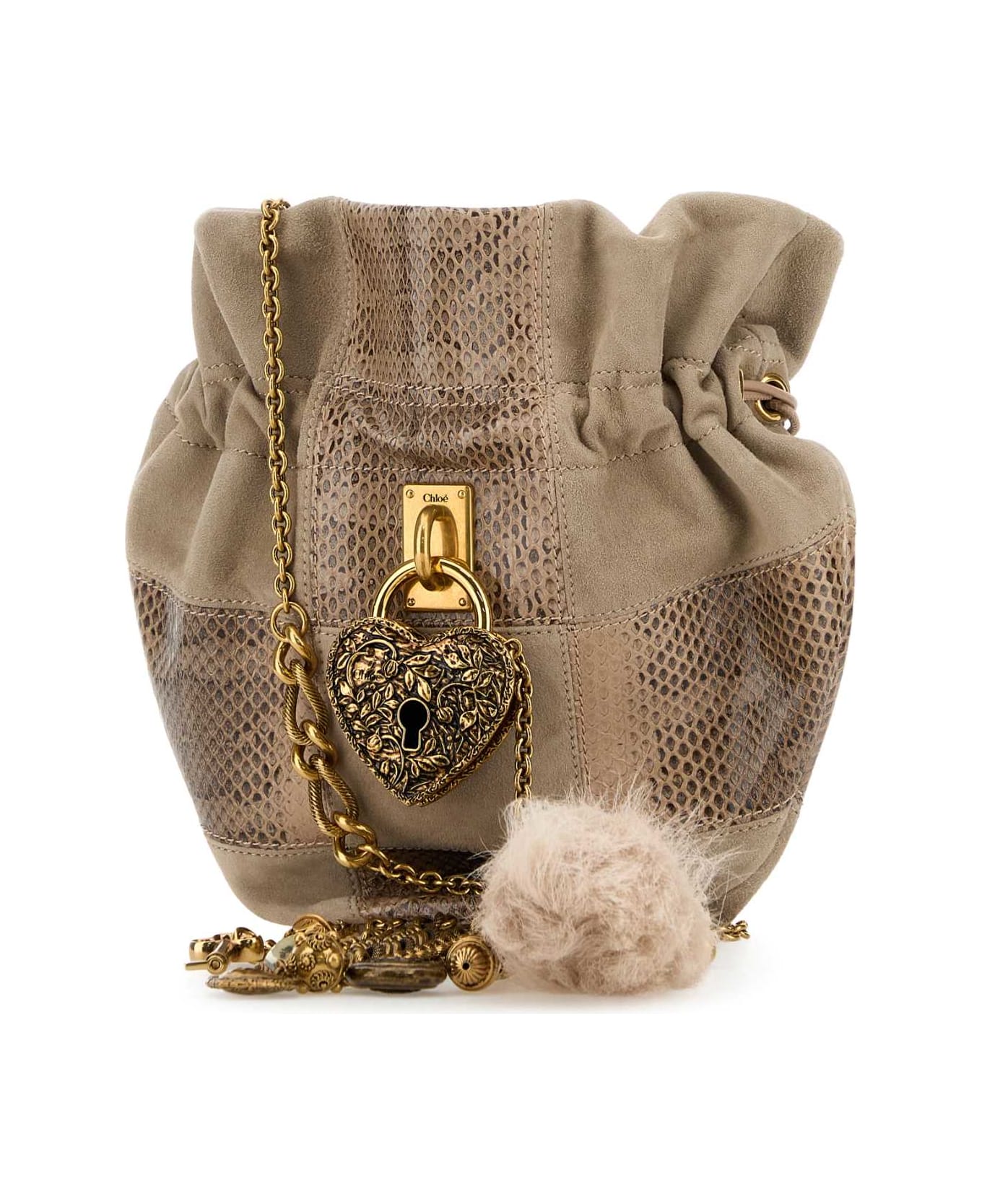 Chloé Dove Grey Leather Chain Bucket Bag - BOYISHBROWN
