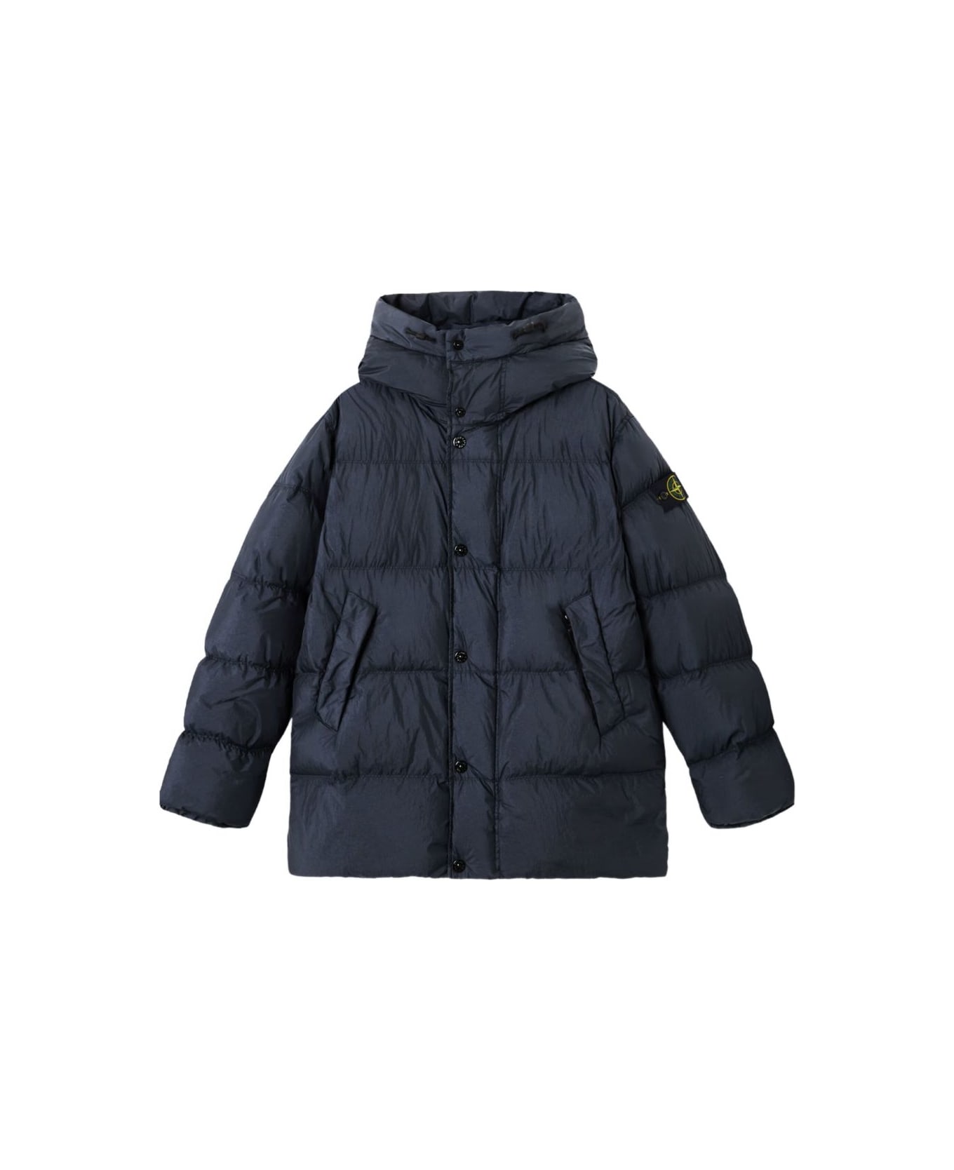 Stone Island Short Hooded Down Jacekt - Blue