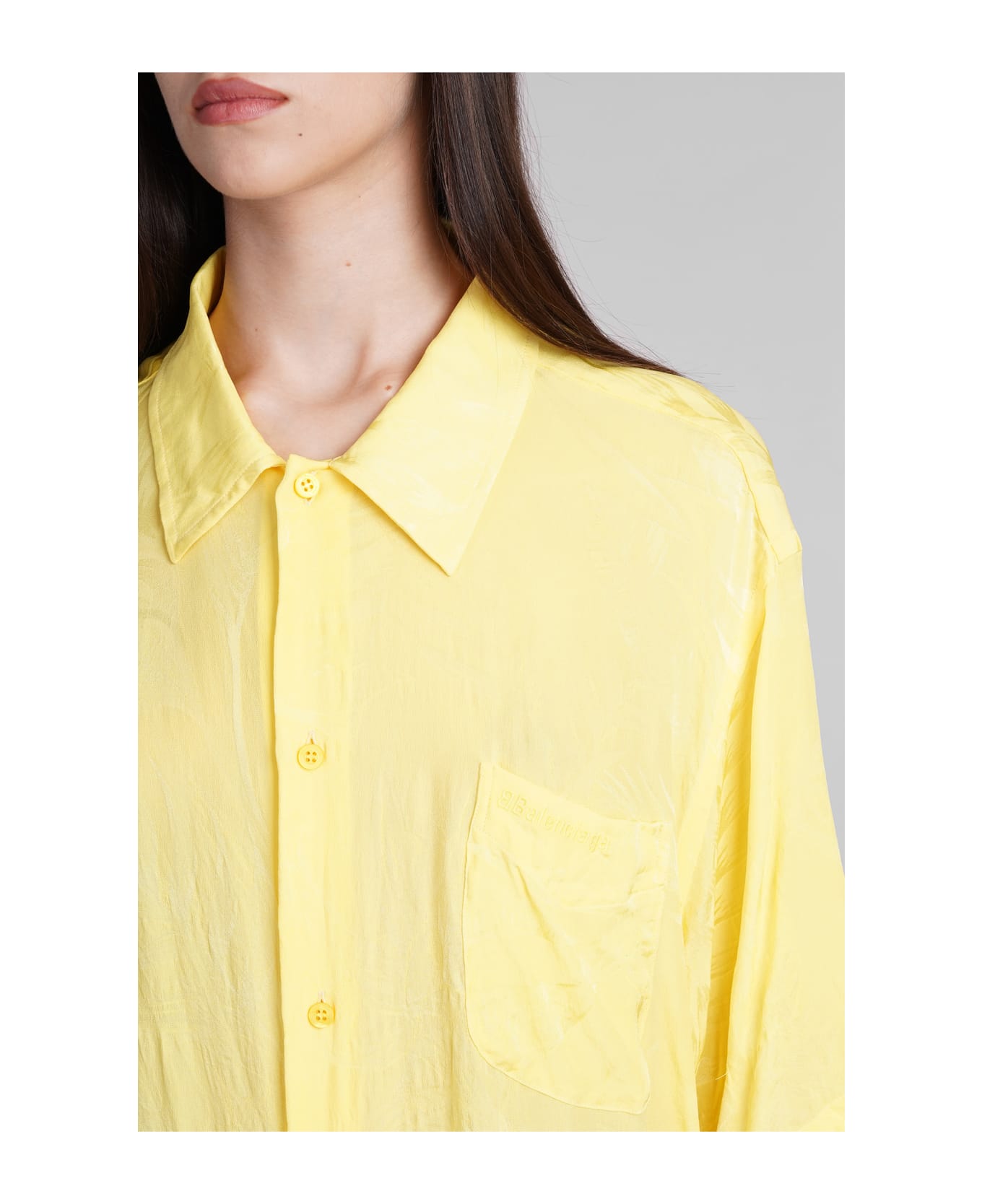 Balenciaga Shirt In Yellow Silk - yellow