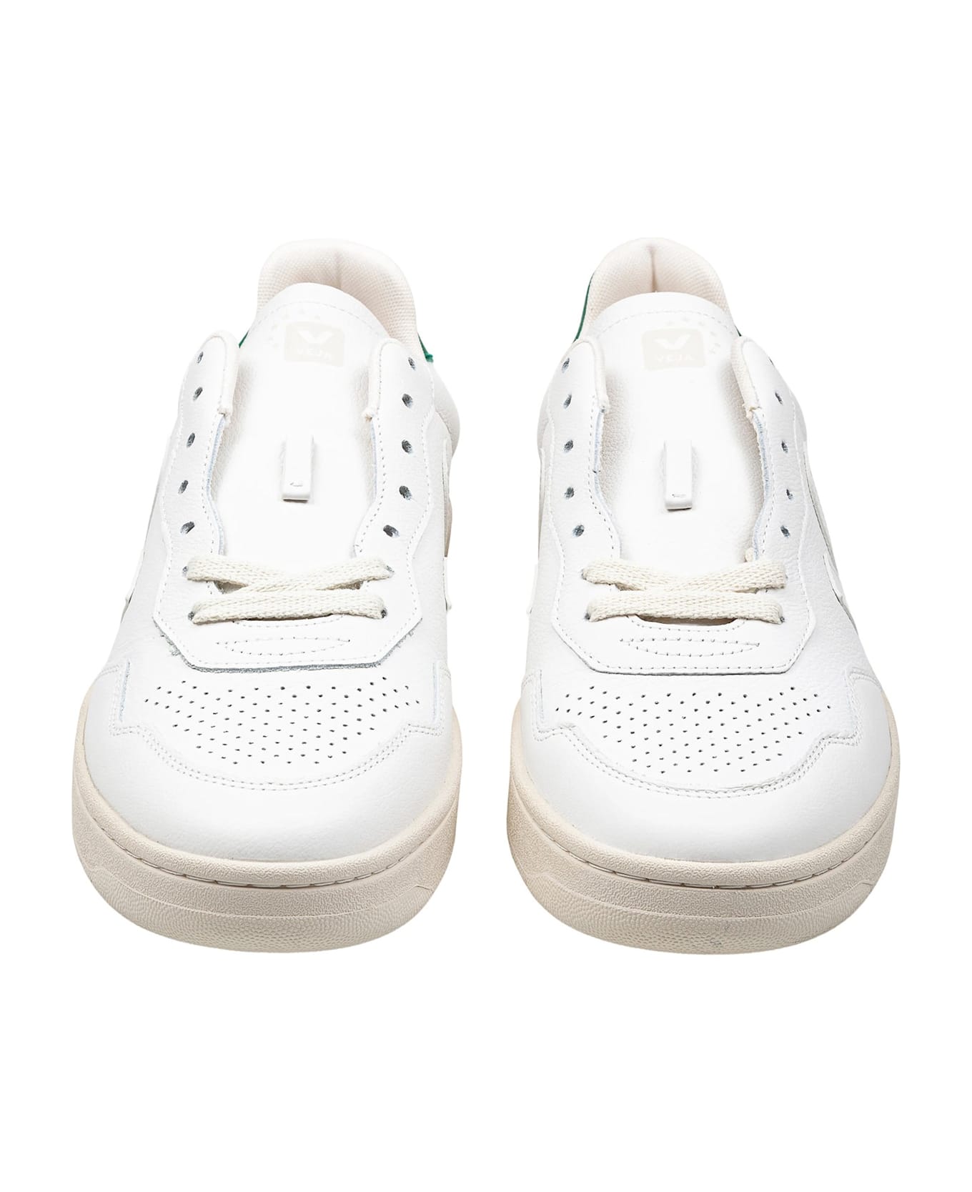 Veja Sneakers V 90 In Leather Color White/green - WHT/GREEN