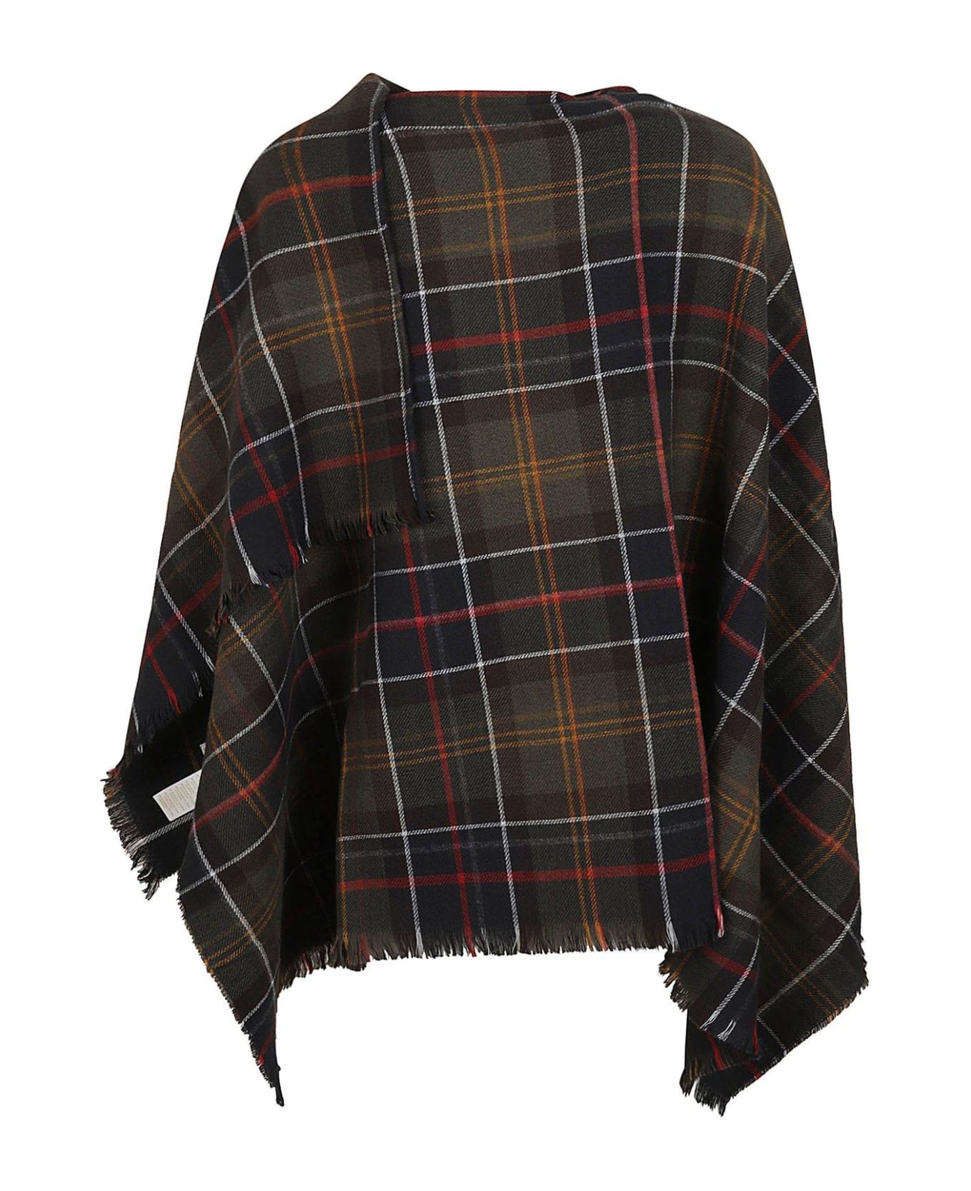 Barbour Montieth Check-pattern Frayed Edge Poncho - Multicolore
