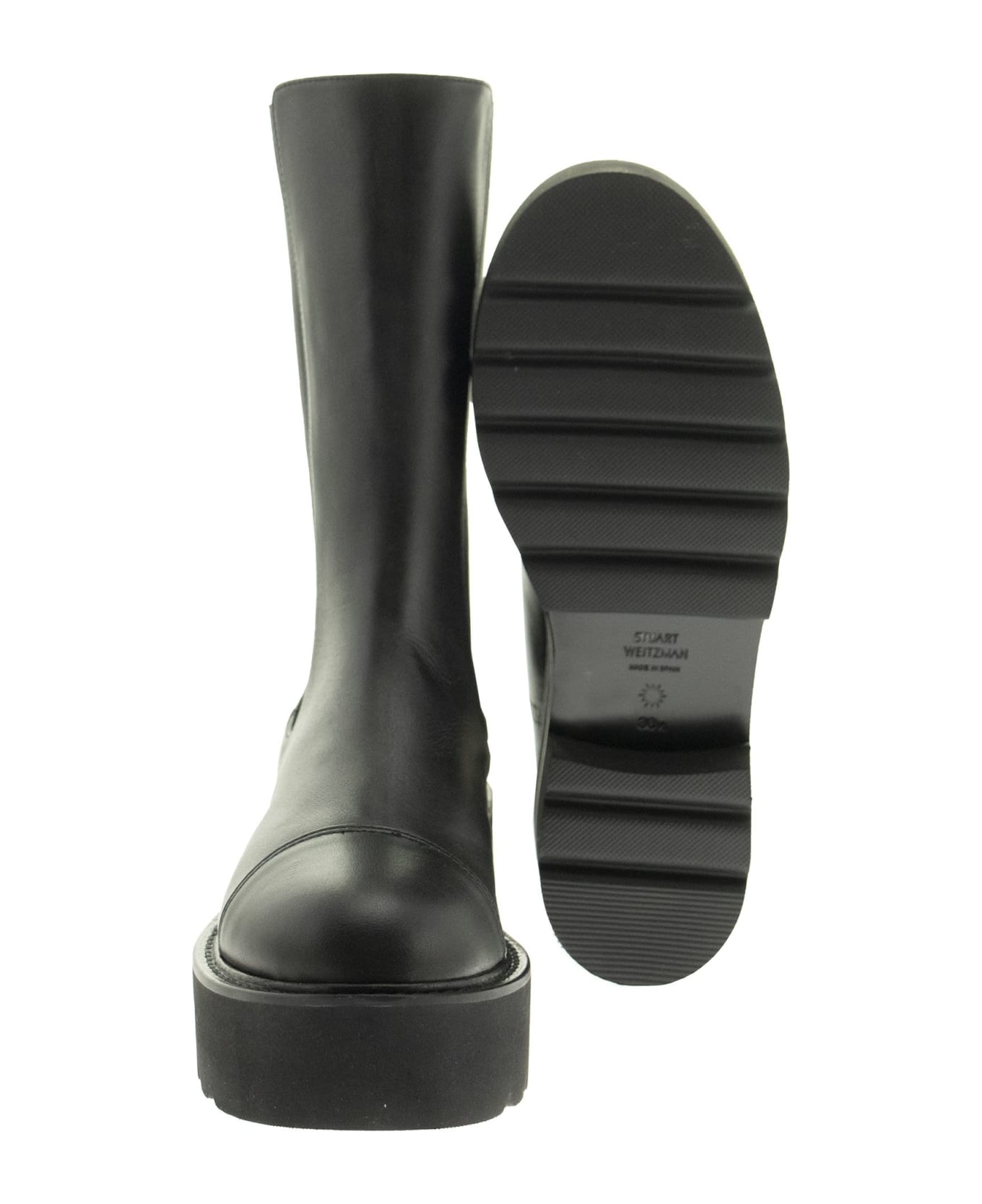 Stuart Weitzman Presley Ultralift - Calf Leather Boot - Black