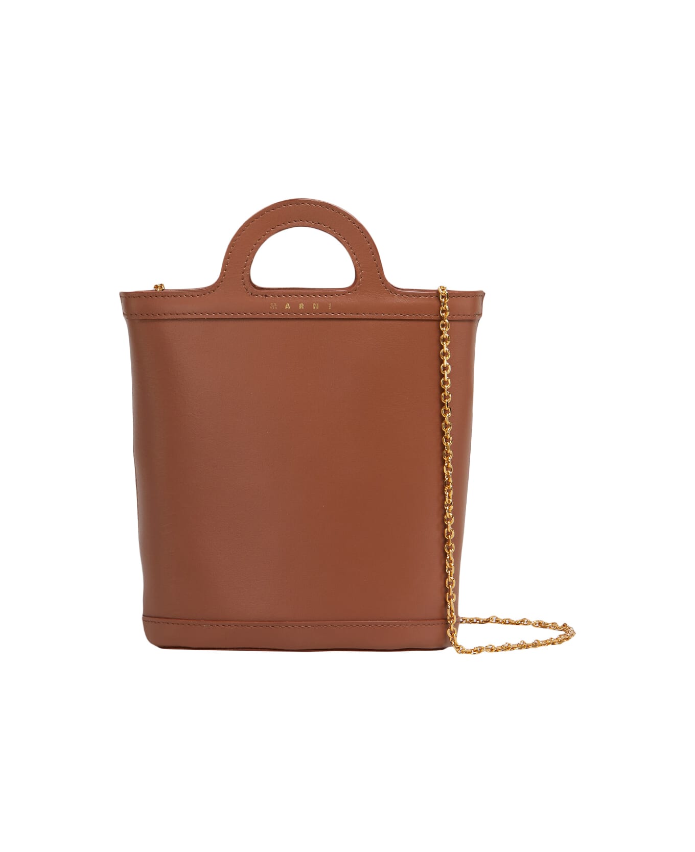 Marni Tropicalia Nano Bucket Bag In Brown Leather - Brown