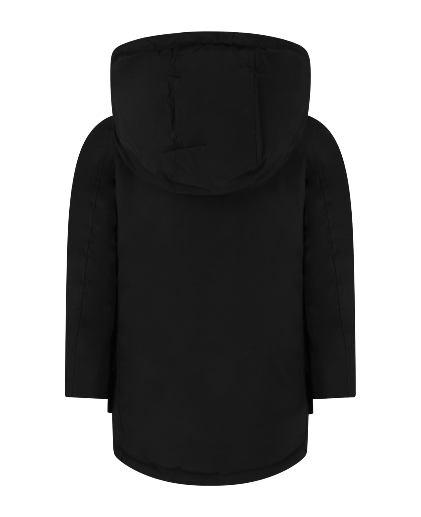 Woolrich Black Jacket For Boy With Logo - Black コート＆ジャケット