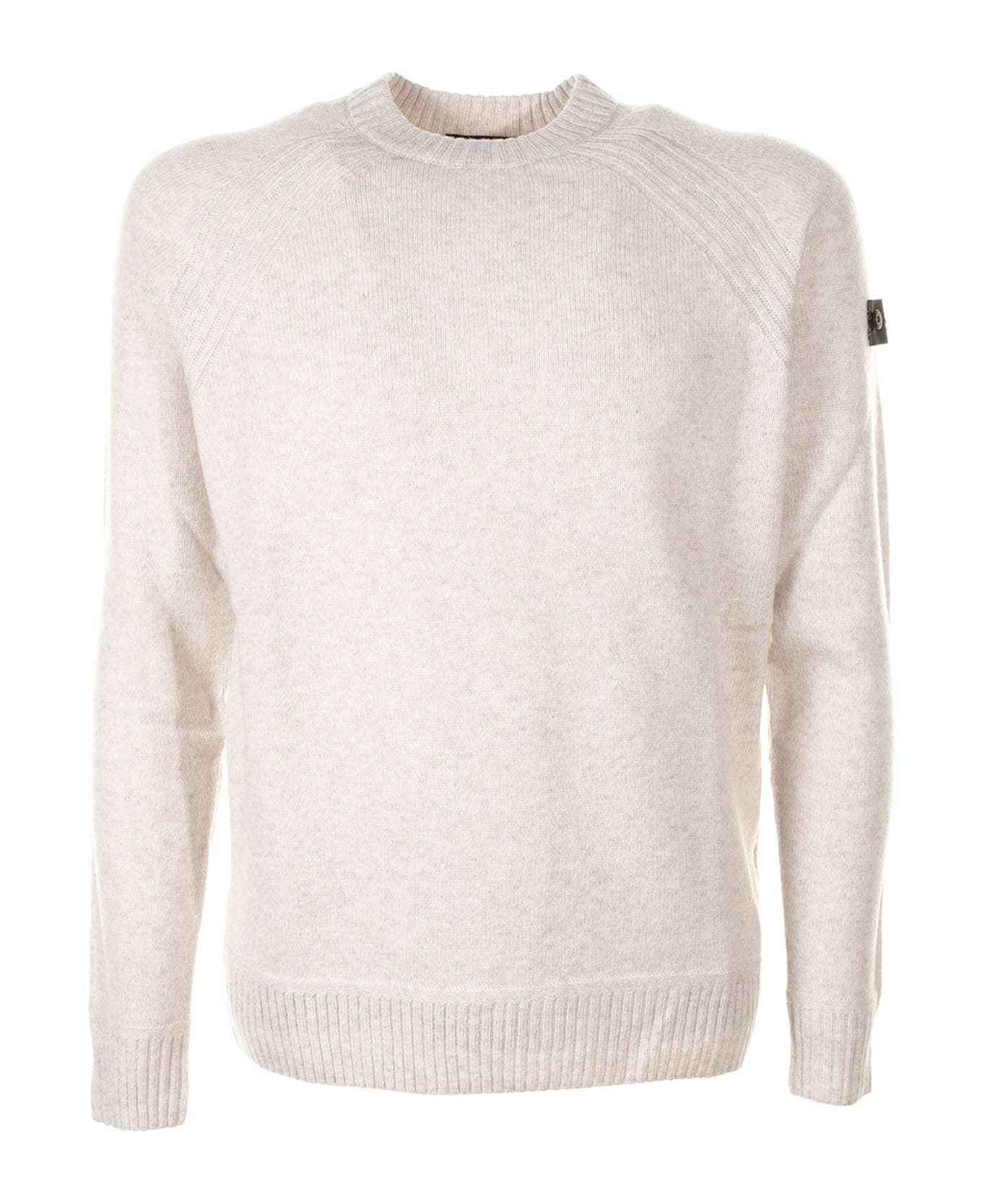 Peuterey White Crew-neck Sweater With Logo - FIOCCO AVENA ニットウェア