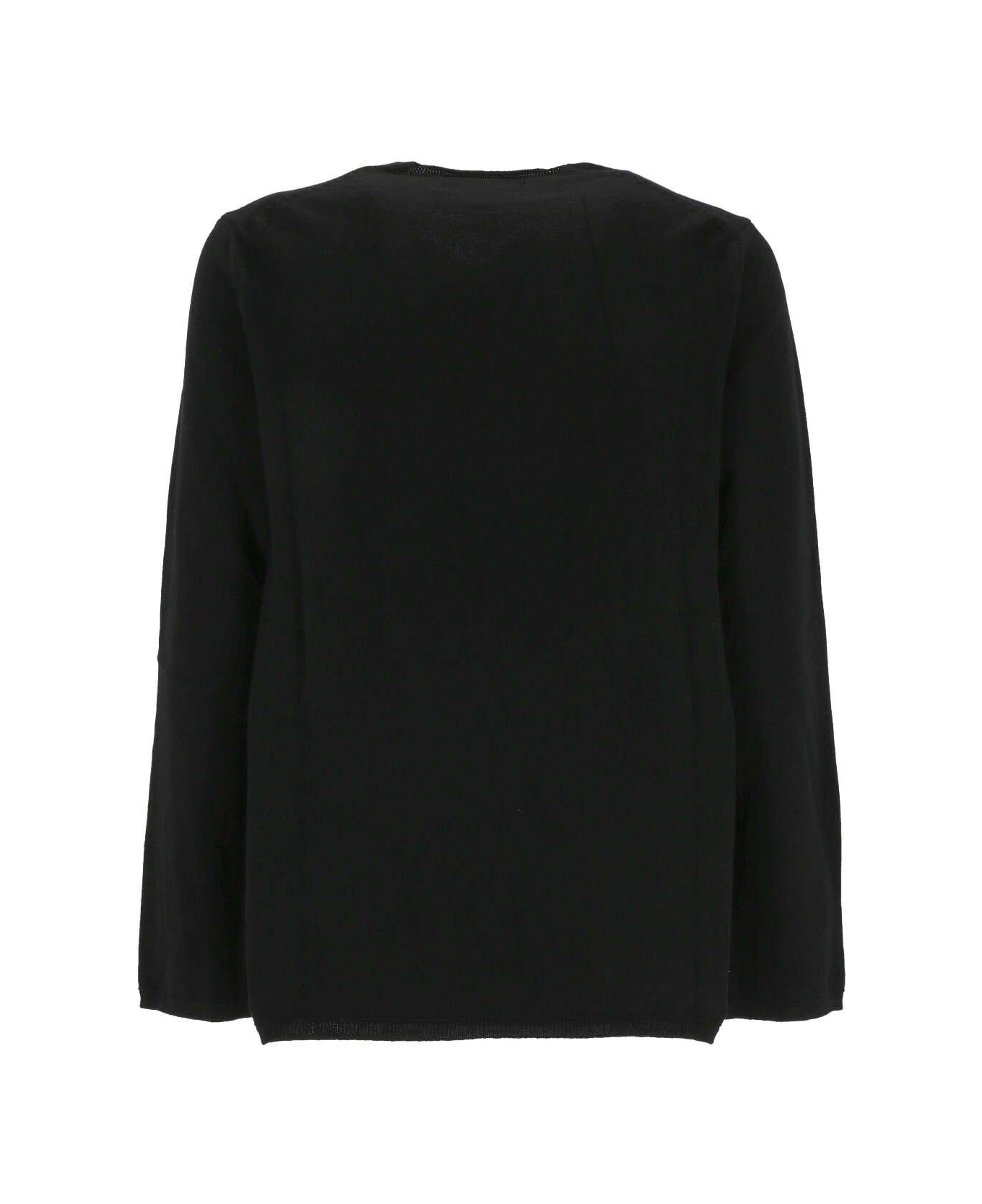 Comme des Garçons X Lacoste Logo Detailed Long-sleeved Jumper - BLACK