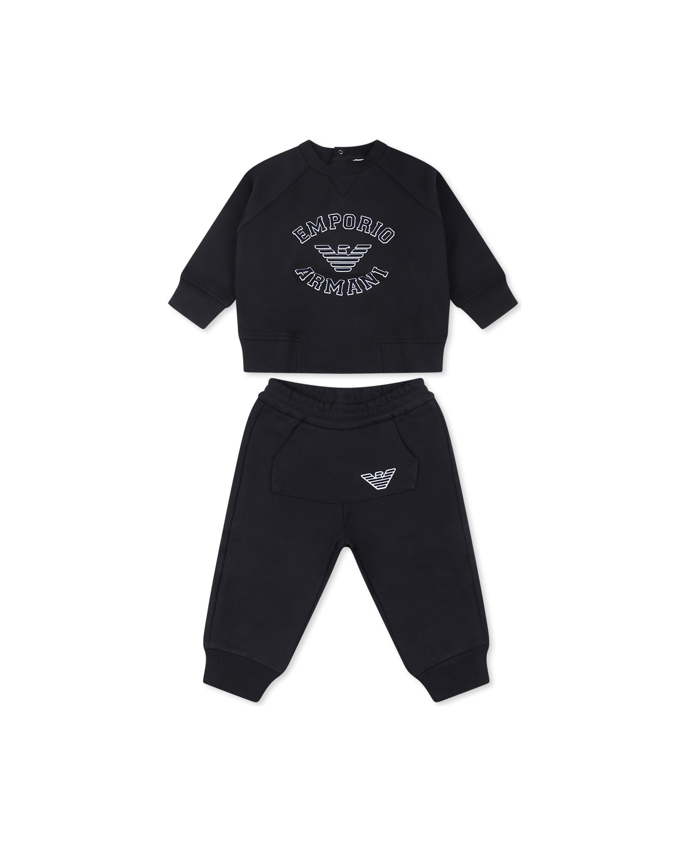 Emporio Armani Blue Suit For Baby Boy With Eagle - Blue