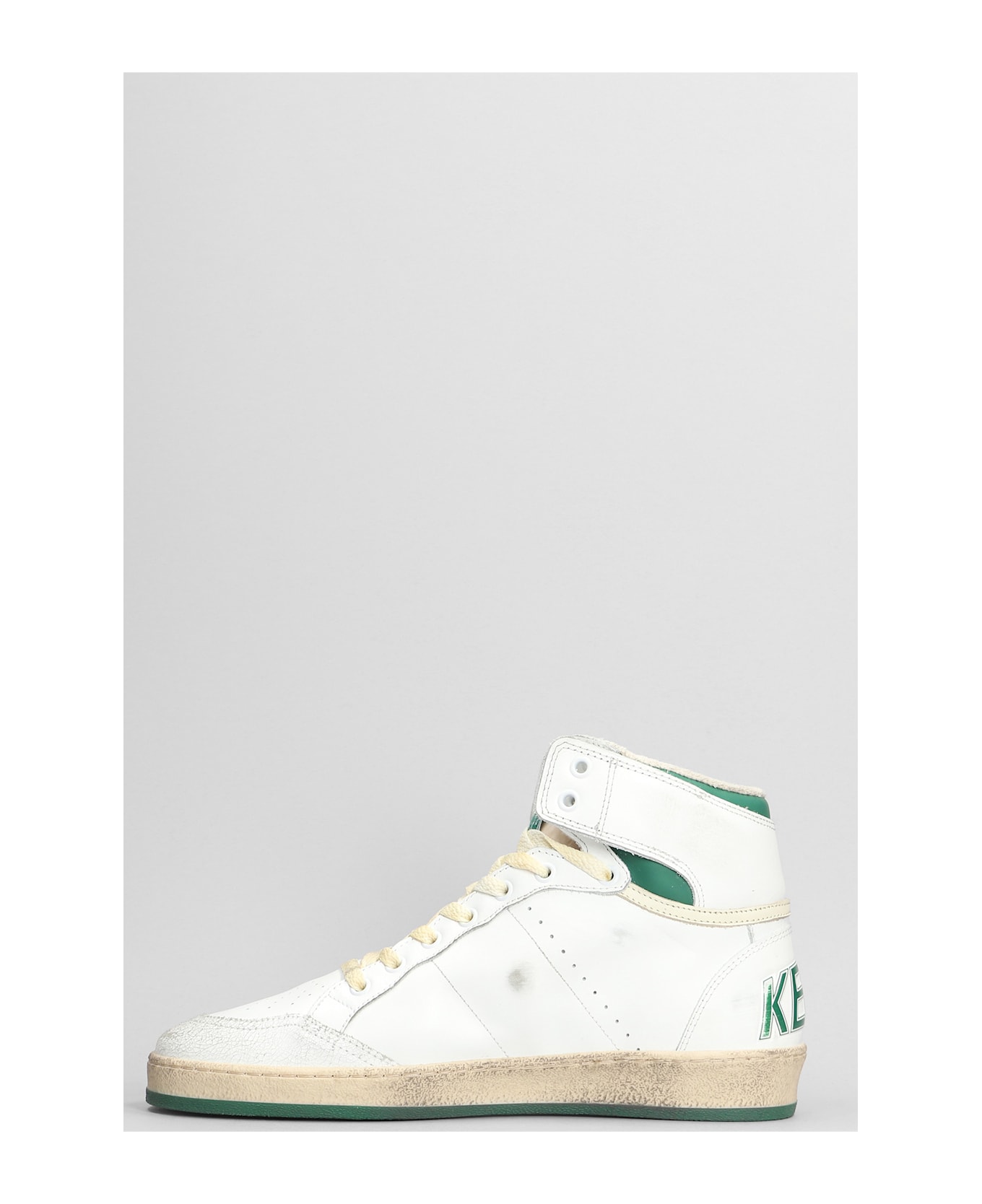 Golden Goose Sky Star Sneakers In White Leather - WHITE/GREEN