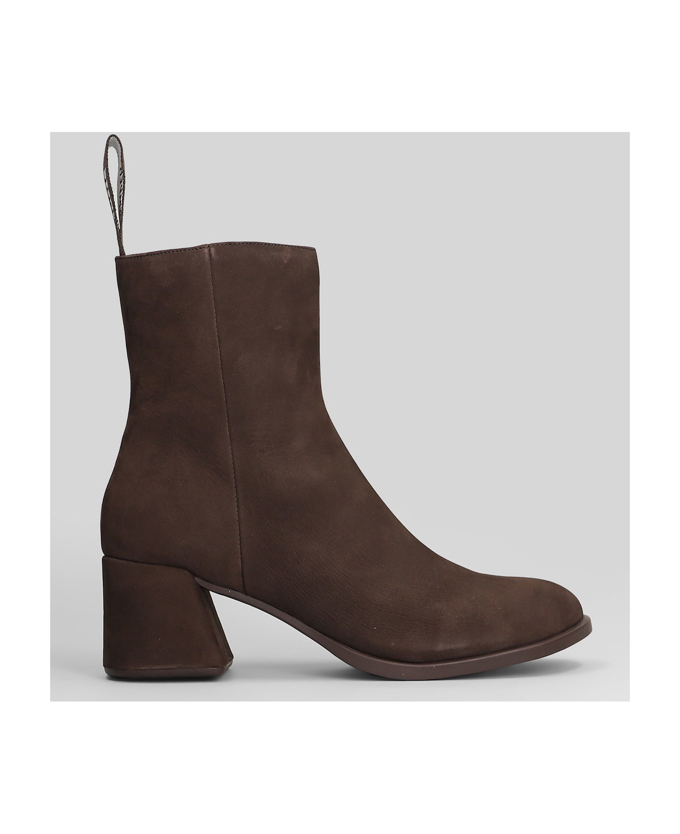 Camper Kora High Heels Ankle Boots In Brown Nubuck - brown