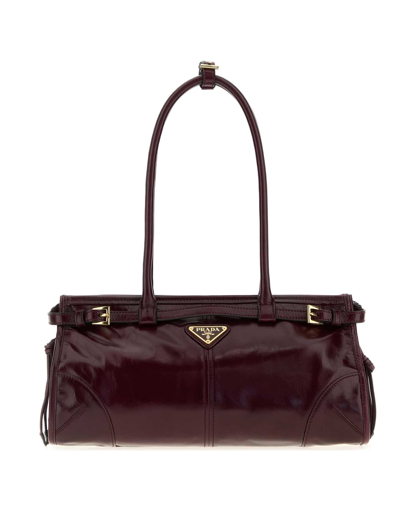 Prada Grape Leather Shoulder Bag - BORDEAUX N
