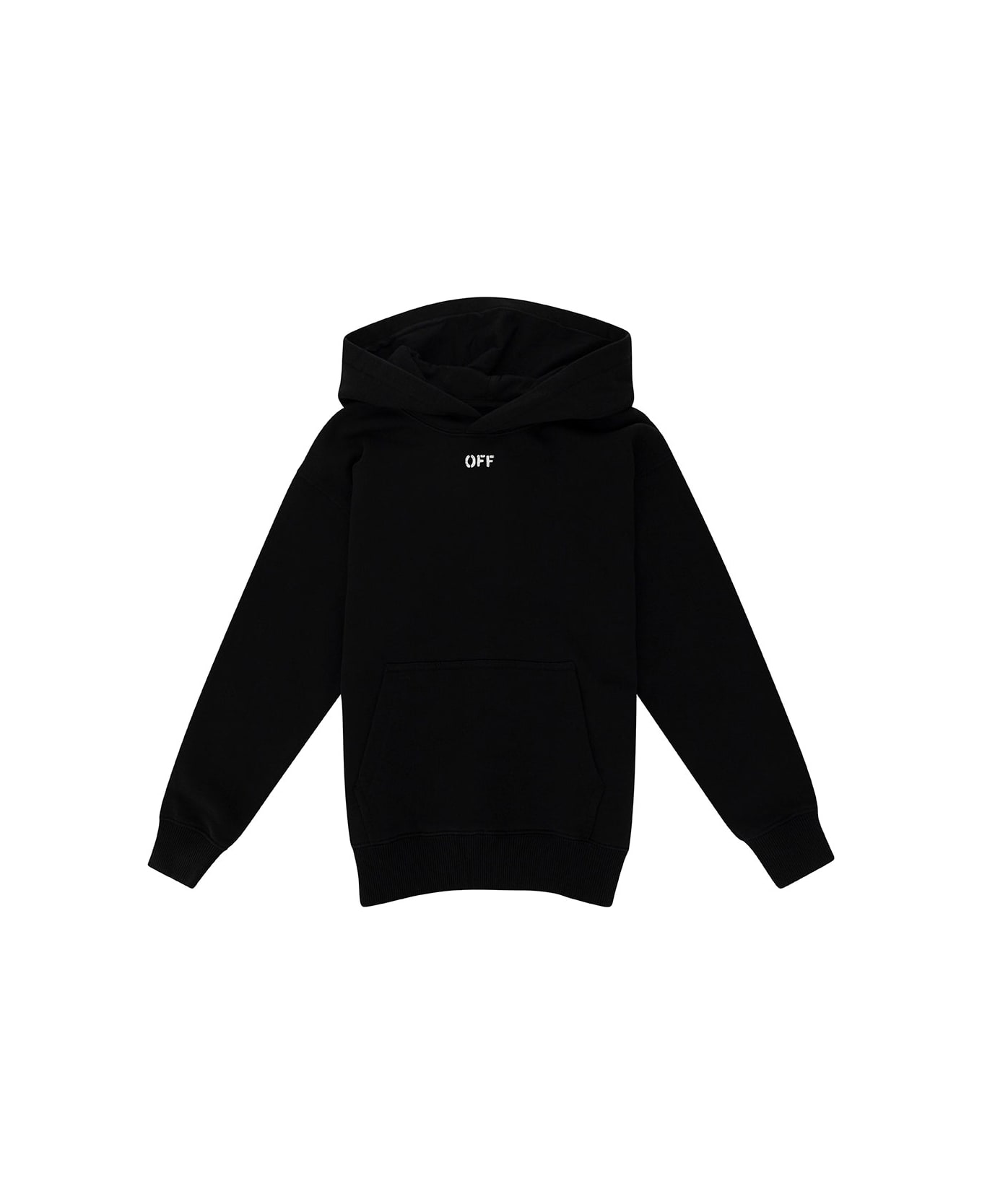 Off-White Black Hoodie With Arrow Print In Cotton Boy - Black