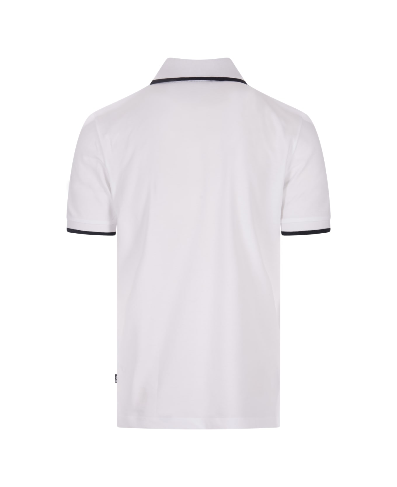 Hugo Boss White Slim Fit Polo Shirt With Striped Collar - White