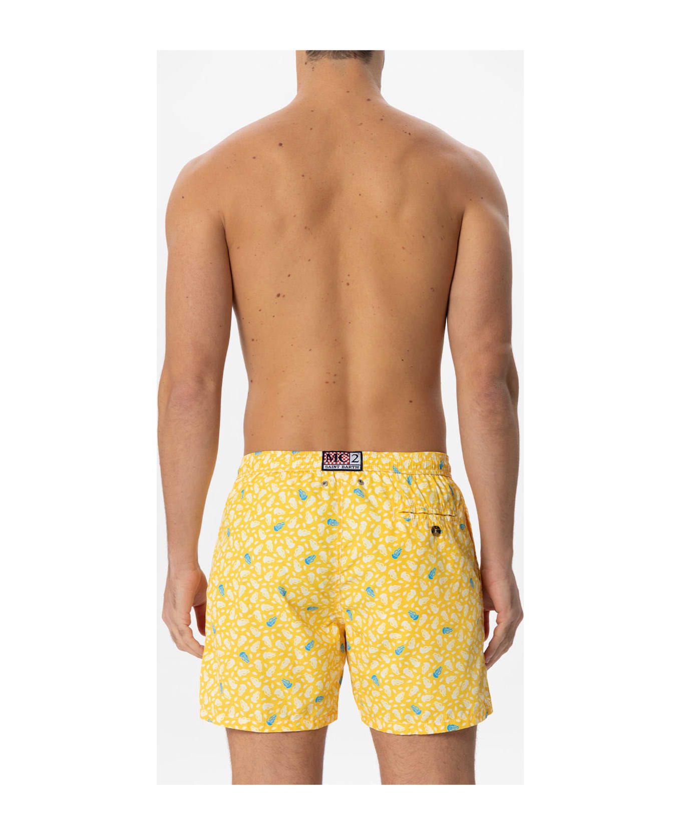 MC2 Saint Barth Light Fabric Swim Shorts Jellyfish Print - YELLOW