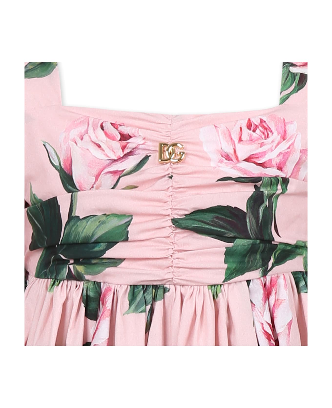 Dolce & Gabbana Pink Dress For Girl With Logo - Pink