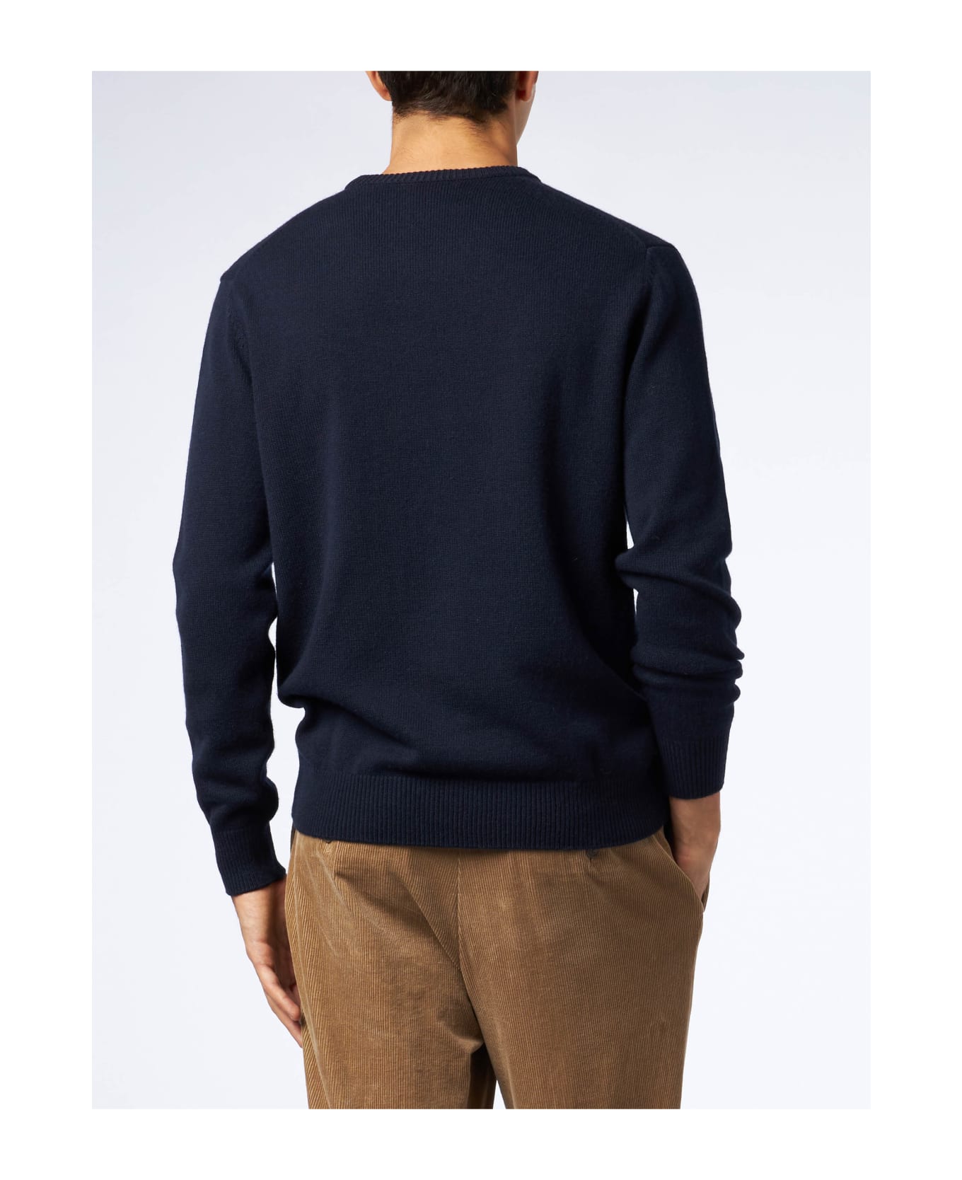 MC2 Saint Barth Man Crewneck Donegal Sweater With English Pointer Jacquard - BLUE