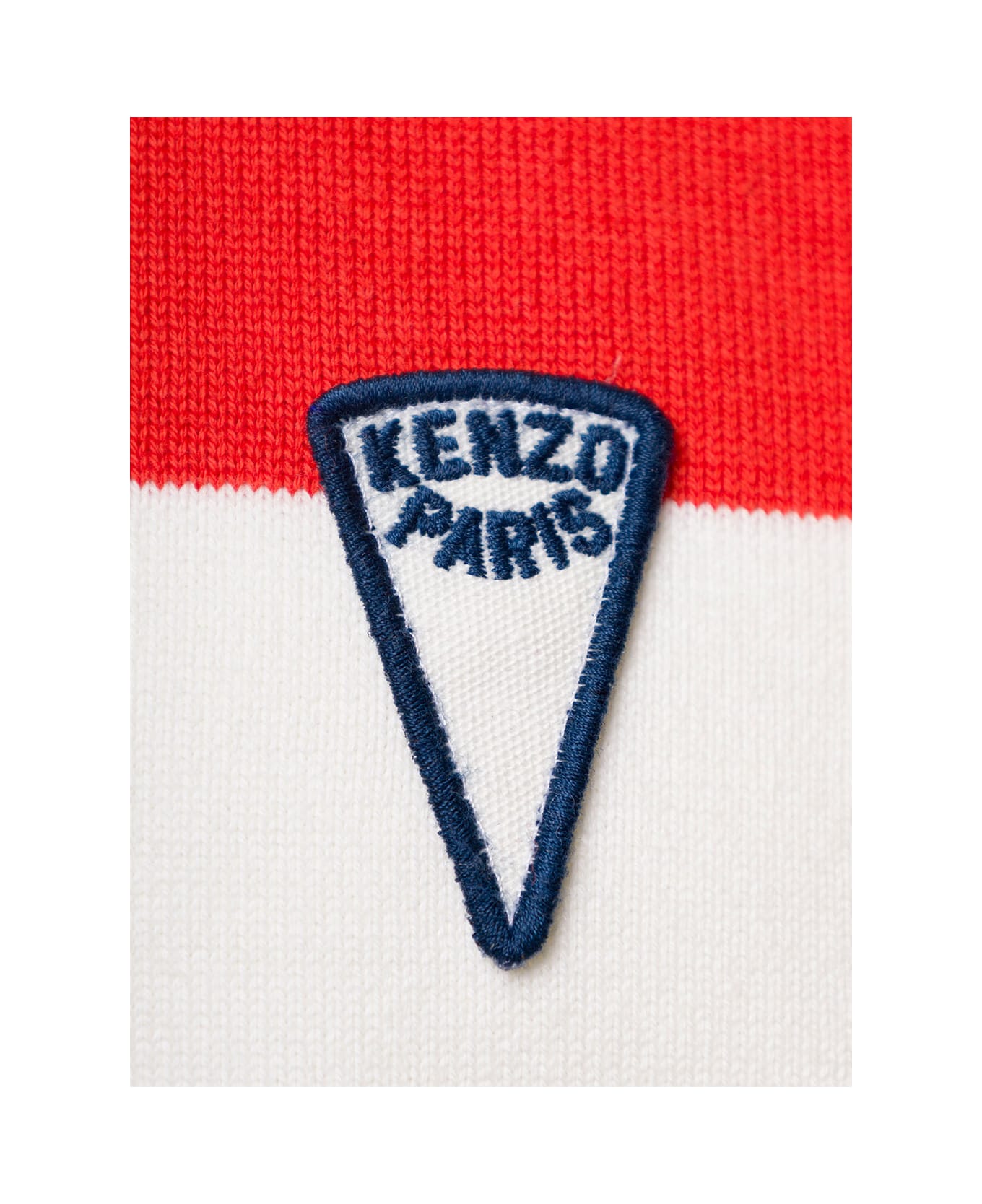 Kenzo White And Red Polo T-shirt With Embroidered Logo In Cotton Man - Red