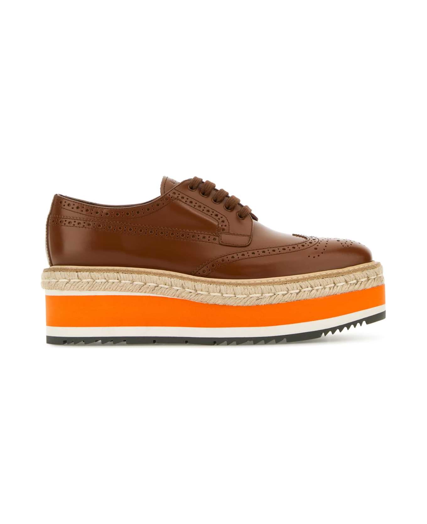 Prada Caramel Leather Lace-up Shoes - TABACCO 1