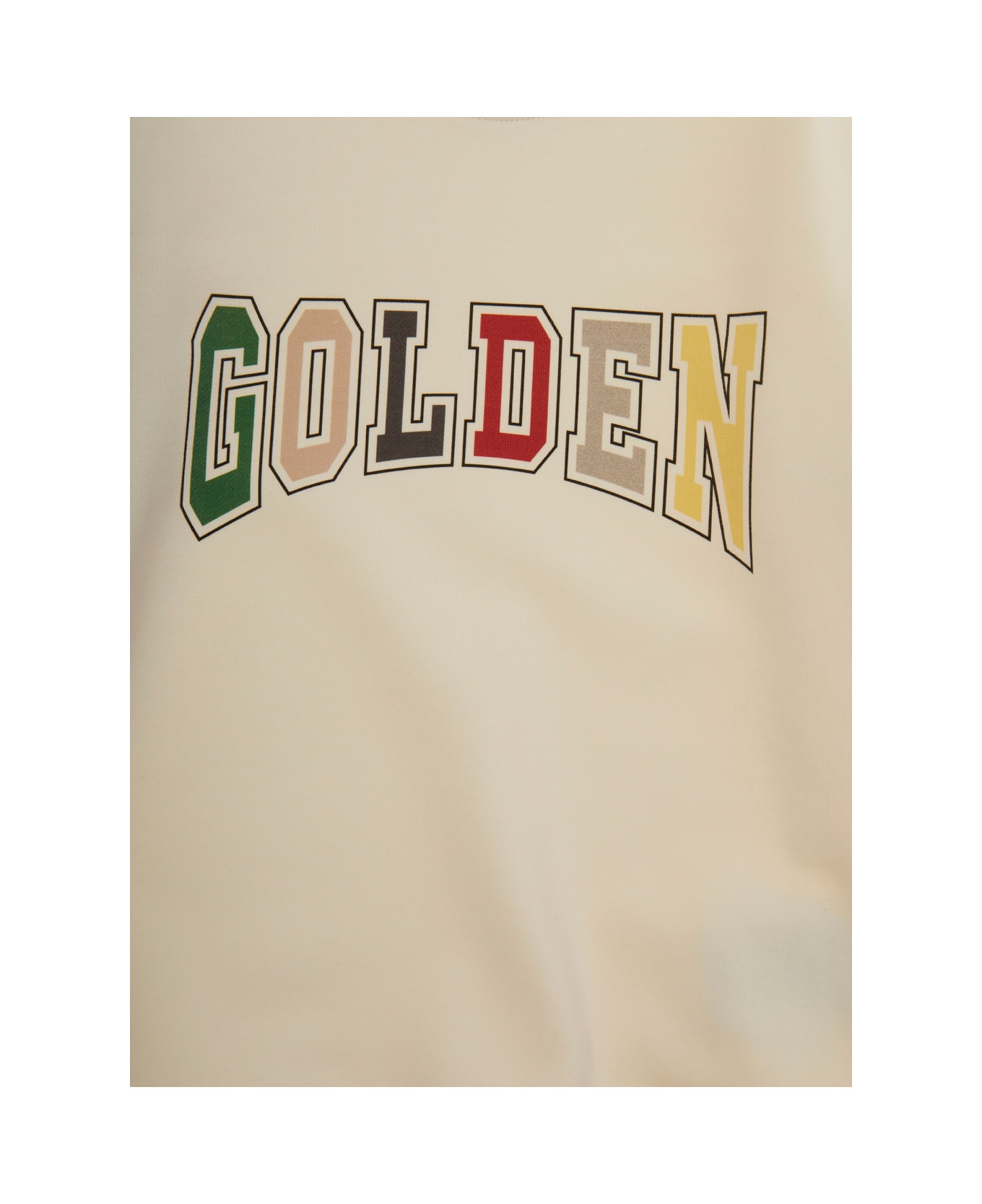 Golden Goose 'journey' Beige Crewneck Sweatshirt With Maxi Logo Lettering On The Front In Cotton Blend Boy - Beige