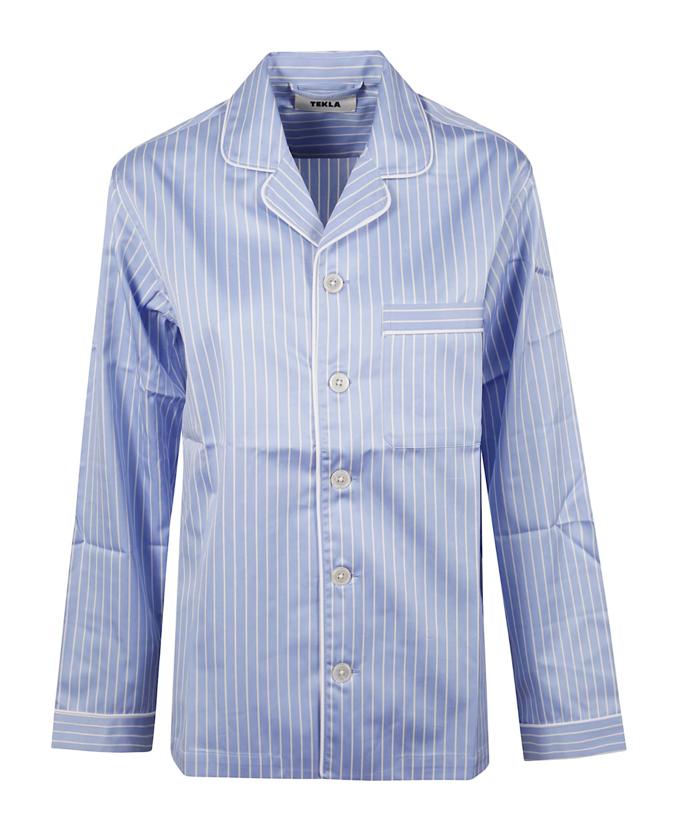 Tekla Striped Pajama Shirt - Blue