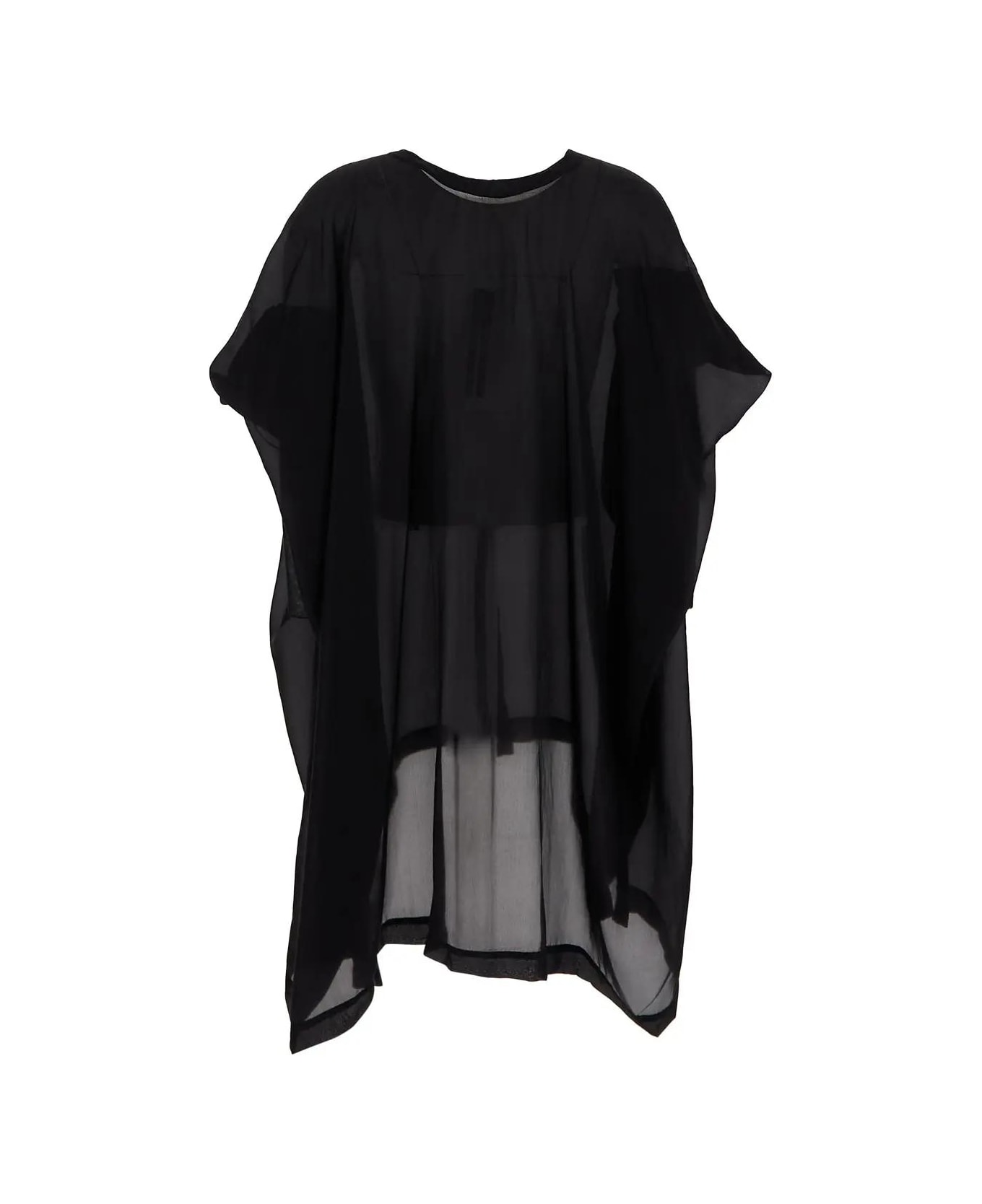 Rick Owens Oversize Semi-sheer Shirt In Silk - Black
