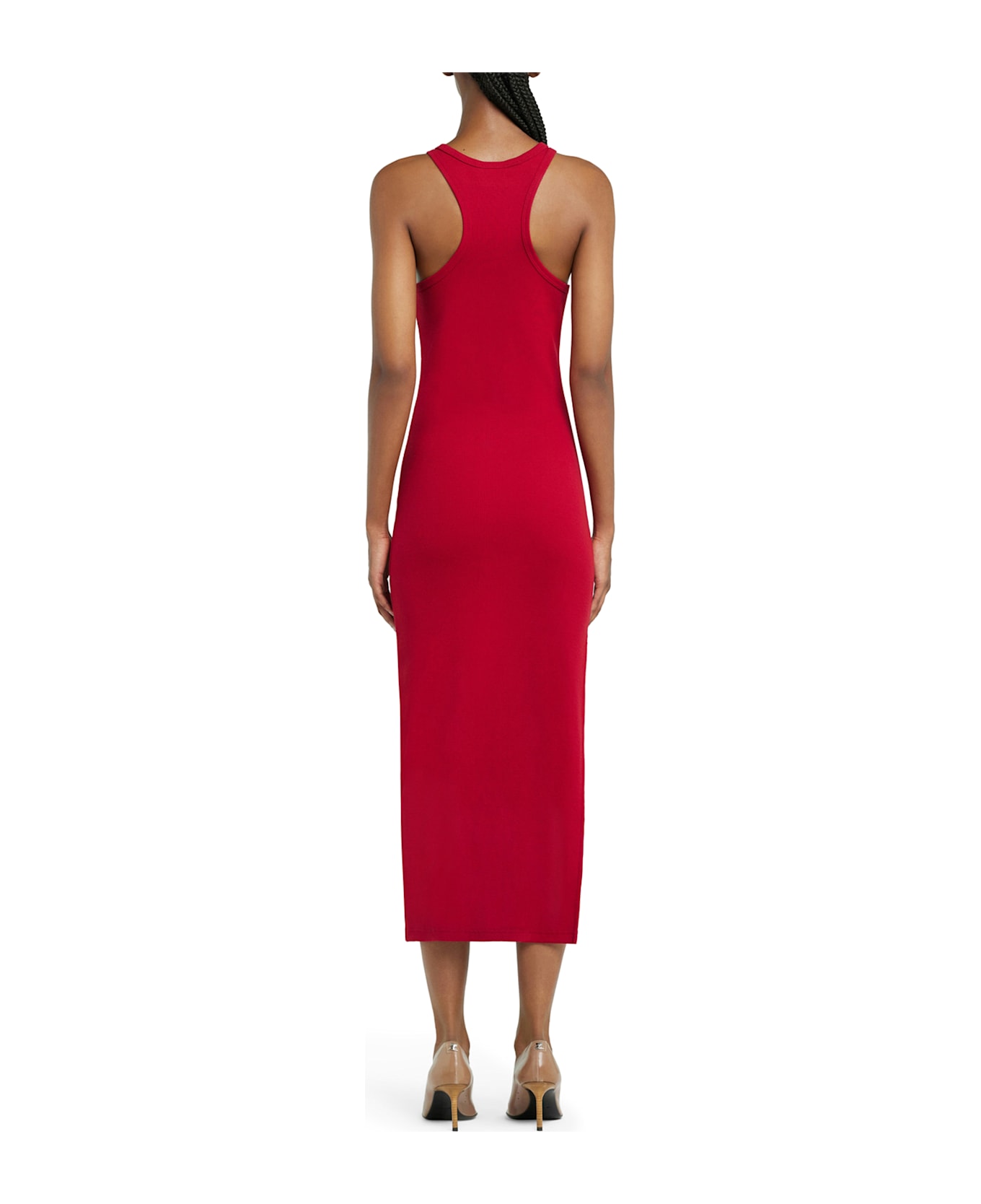 Courrèges Long Jersey Dress With Side Split - Red