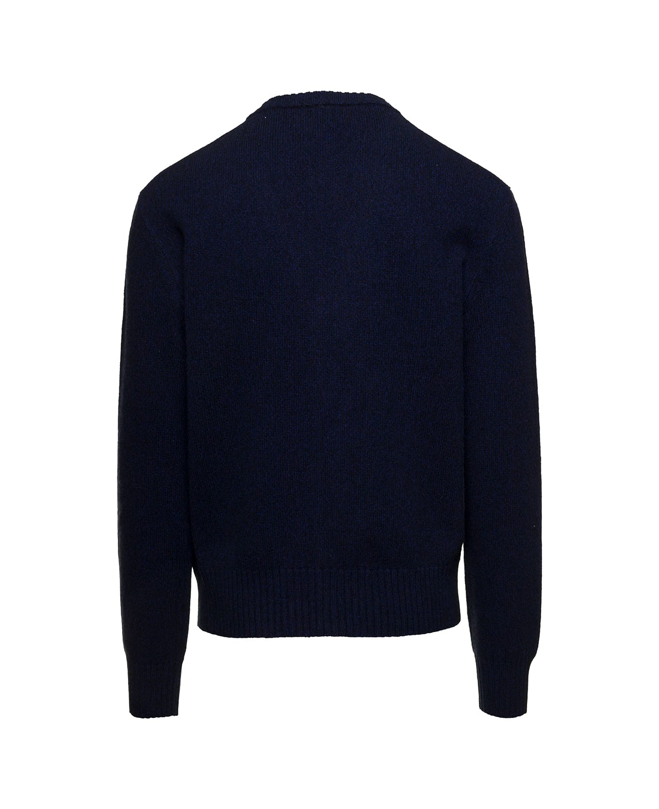 Ami Alexandre Mattiussi Blue Cardigan With Adc Embroidery In Cashmere And Wool Blend Man - Blu
