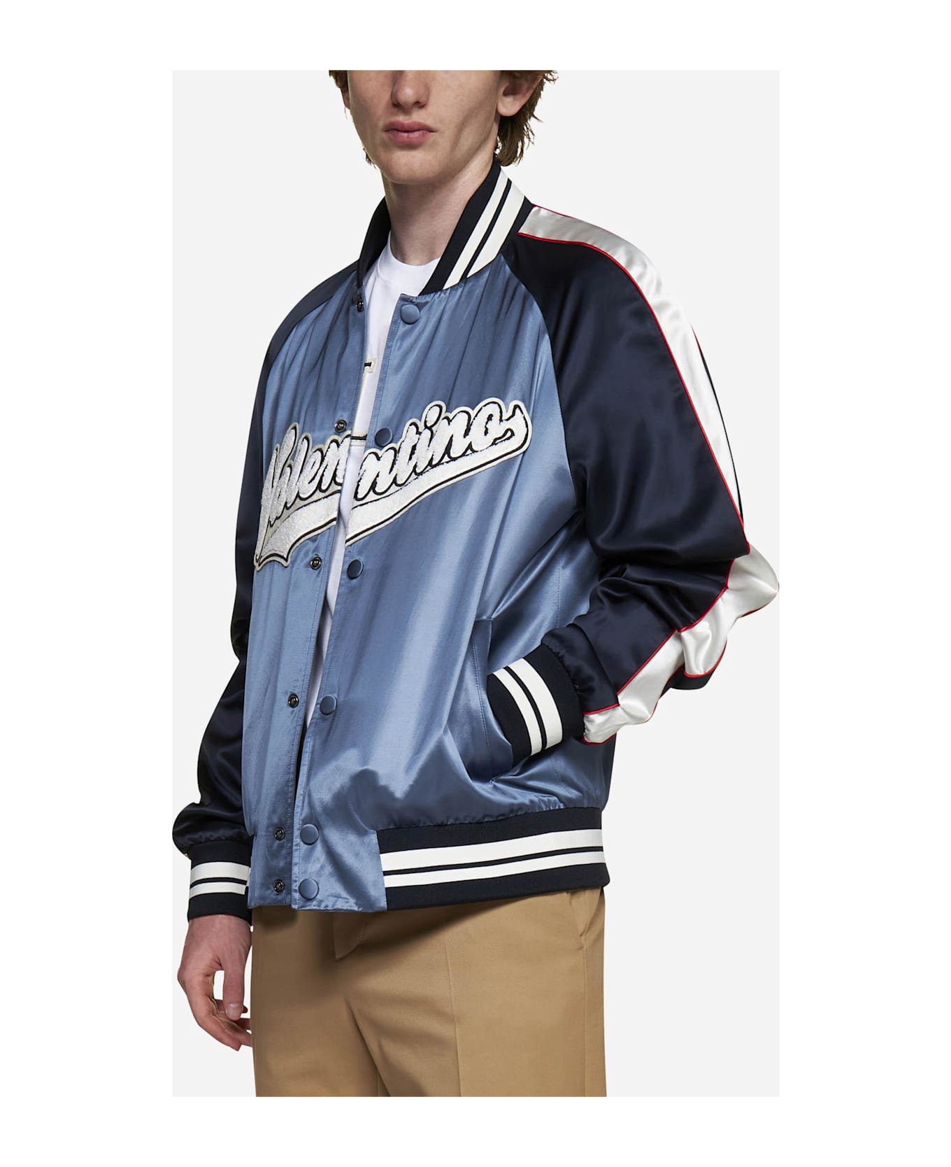 Valentino Garavani Logo-patch Viscose And Cotton Bomber Jacket - 7NA