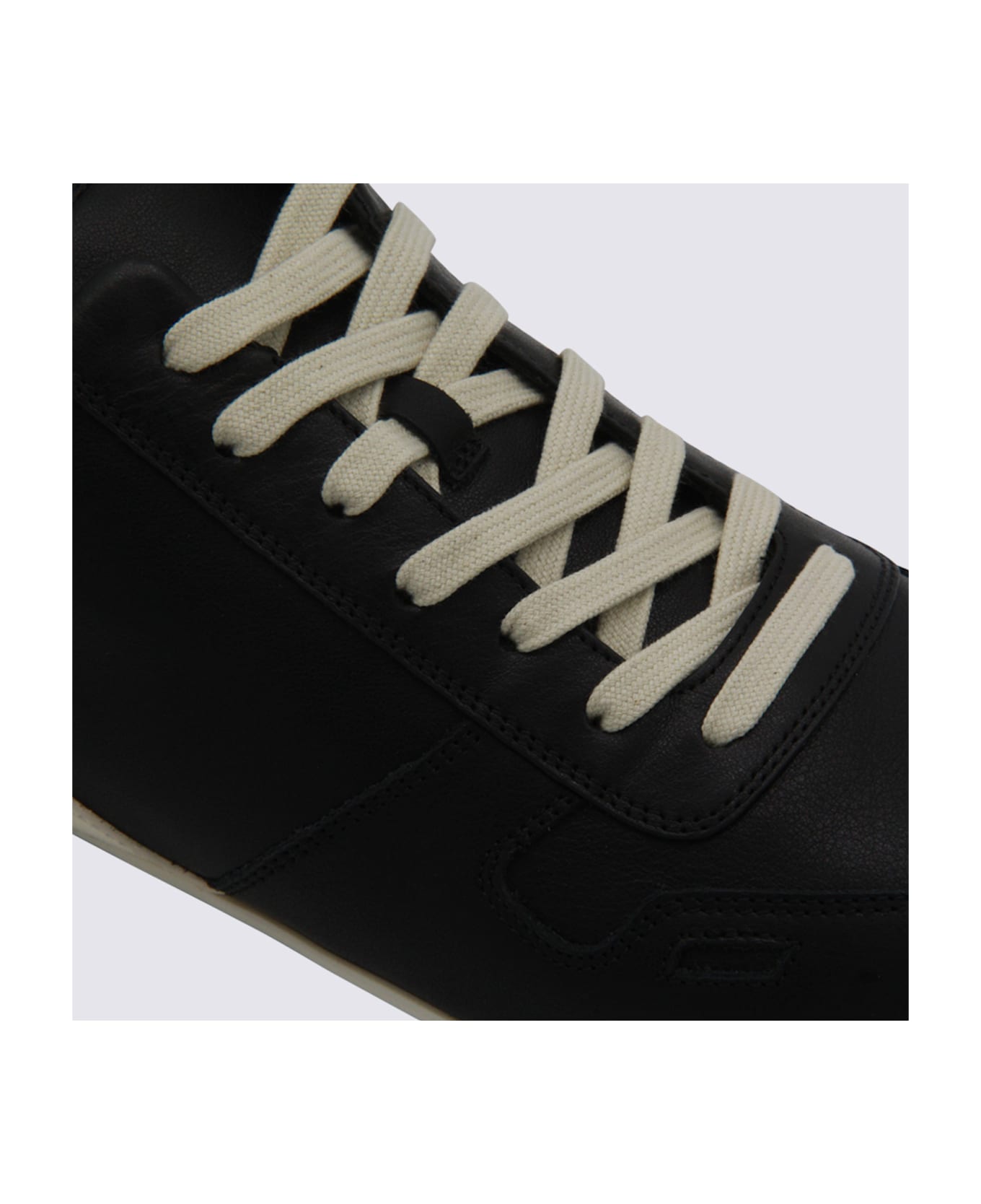Rick Owens Black Leather Minimal Sneakers - BLACK-MILK