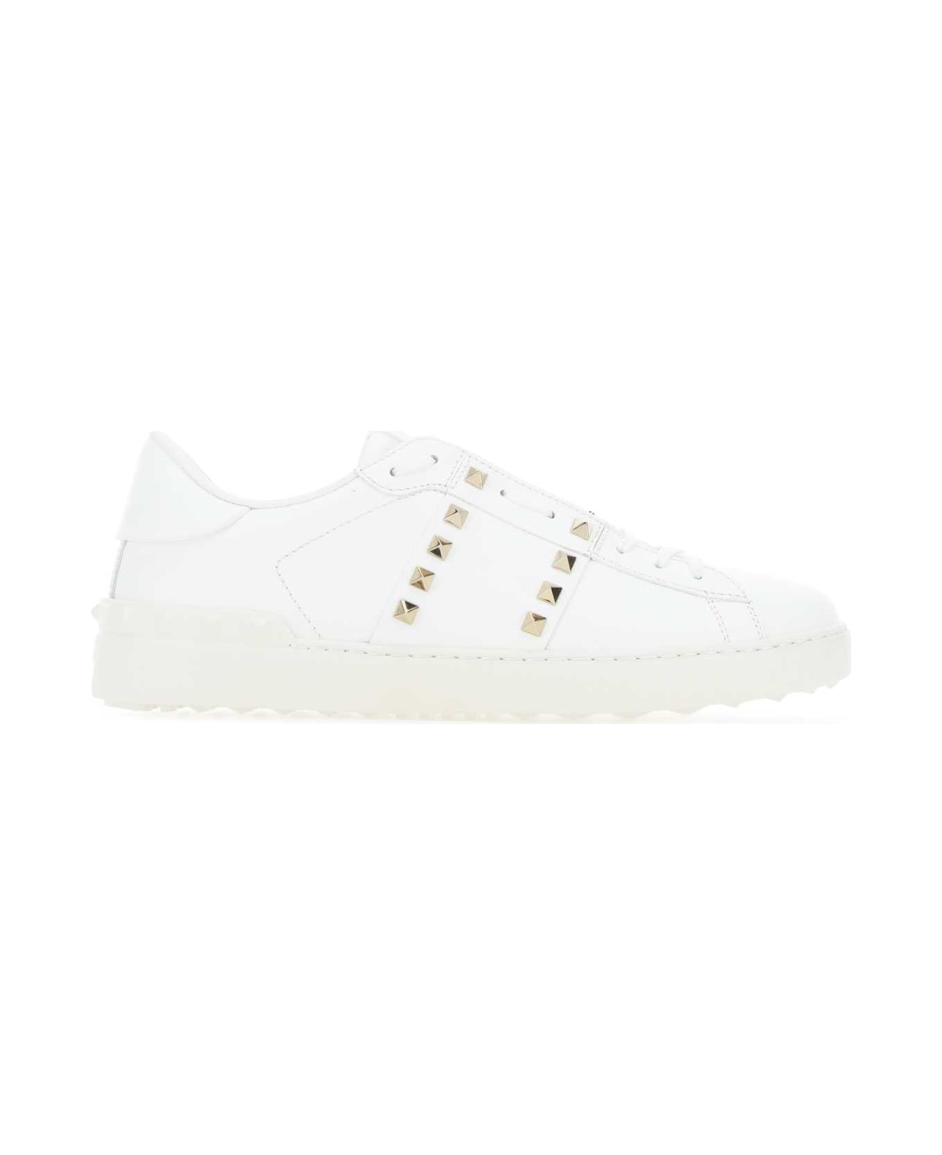 Valentino Garavani White Leather Rockstud Untitled Sneakers - BIANCOBIANCO