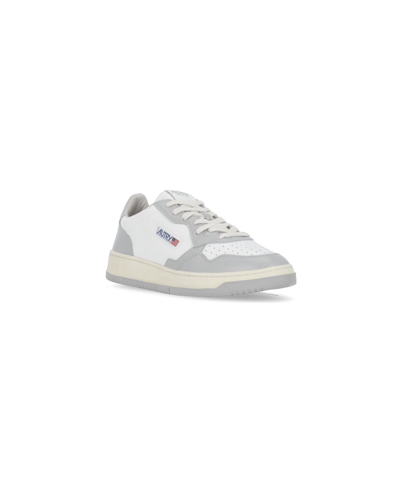 Autry Grey And White Two-tone Leather Medalist Low Sneakers - White