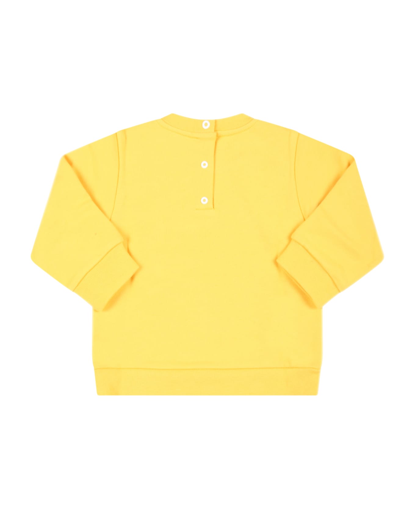 Fendi Yellow Sweatshirt For Babykids With White Logo - Yellow