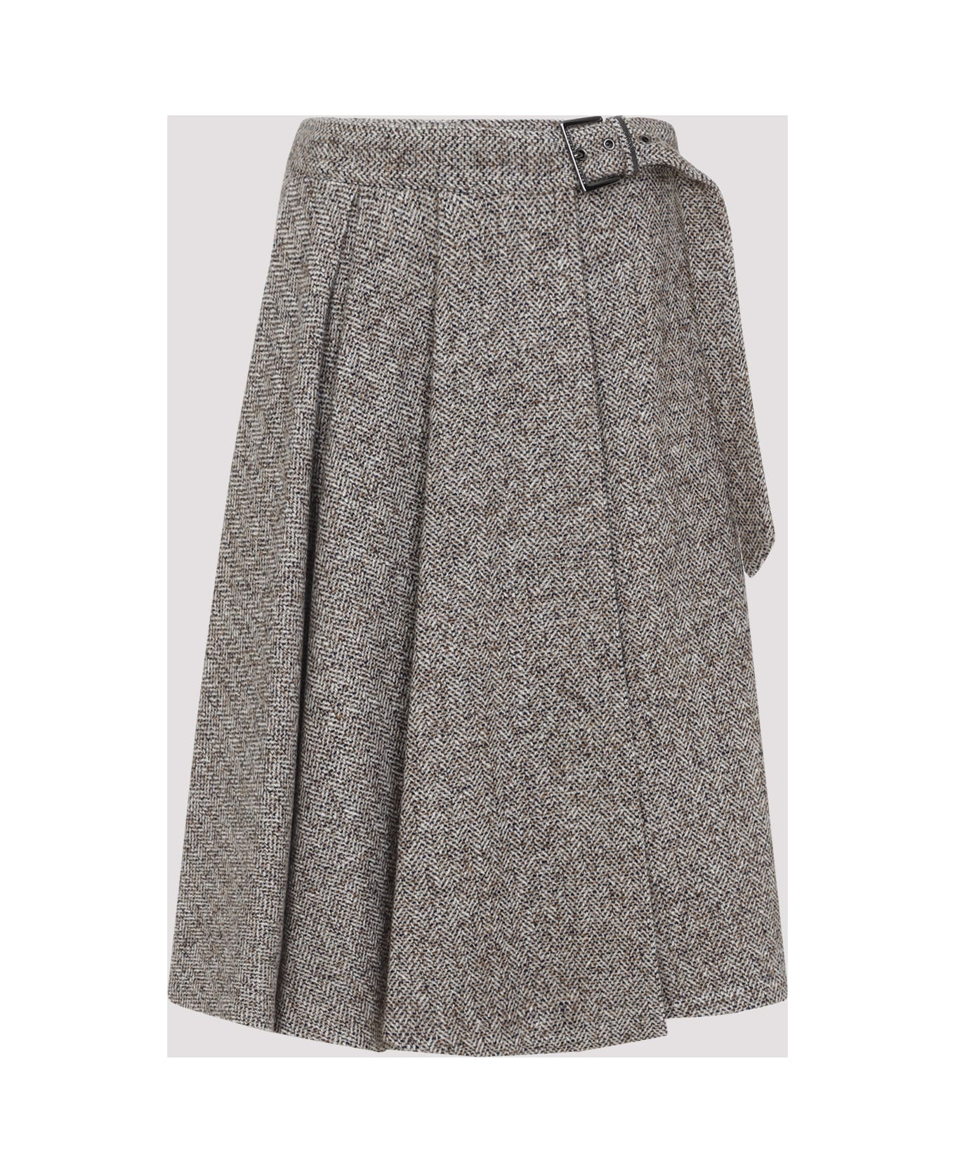 Brunello Cucinelli Kilt Skirt - Ocra Panama Nero スカート