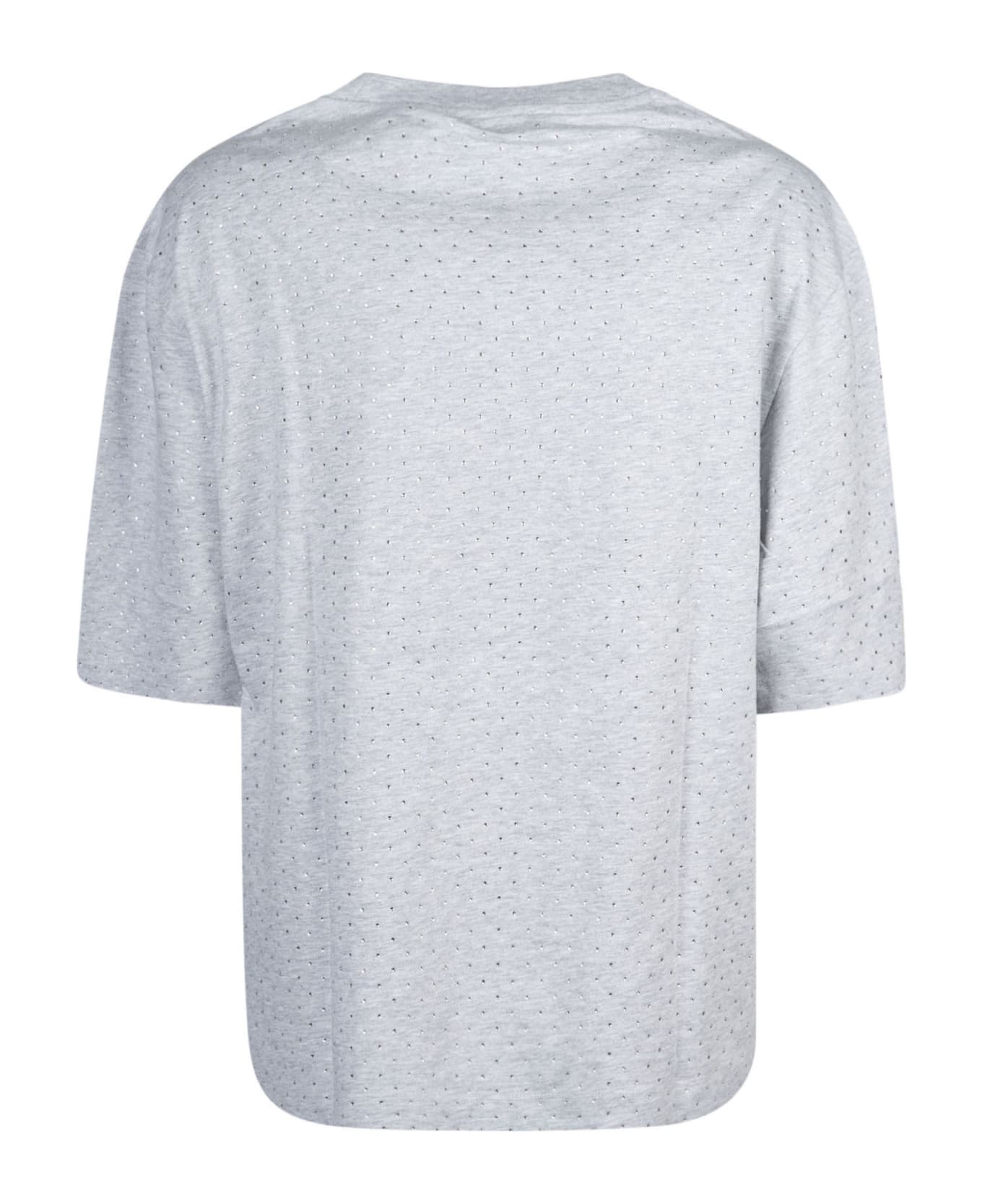 Paco Rabanne Rhinestones Embellished Logo T-shirt - Grey