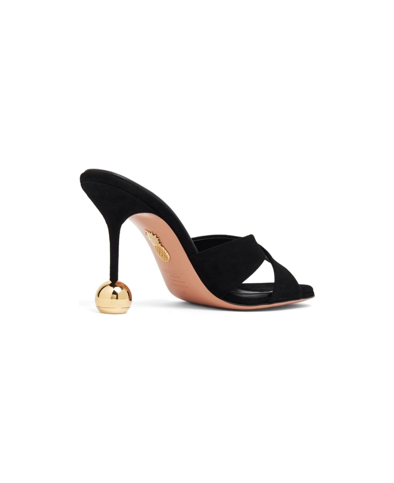Aquazzura Black Sandals With High Sculpted Heel In Suede Woman - Black