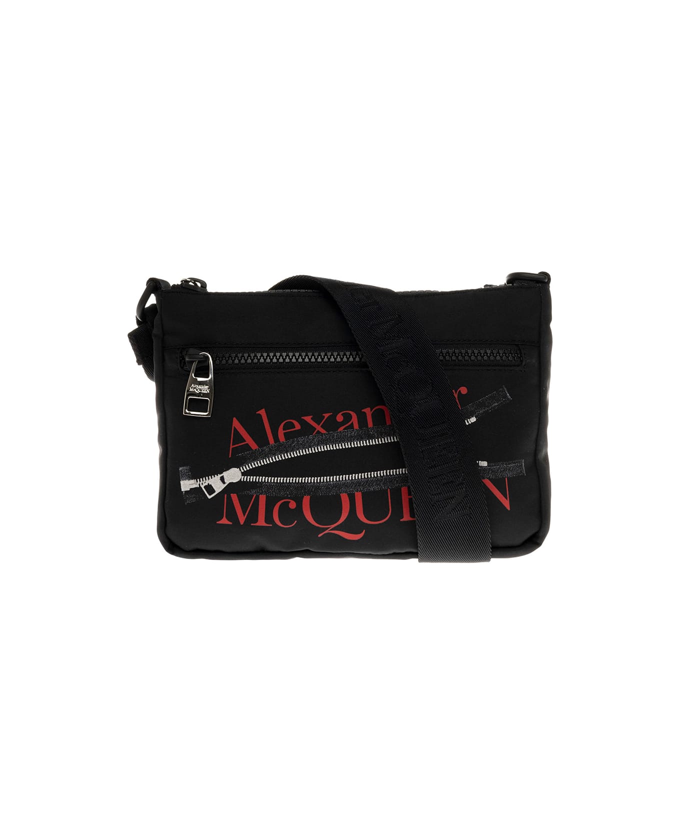 Alexander McQueen Nylon Crossbody Bag With Logo - Black