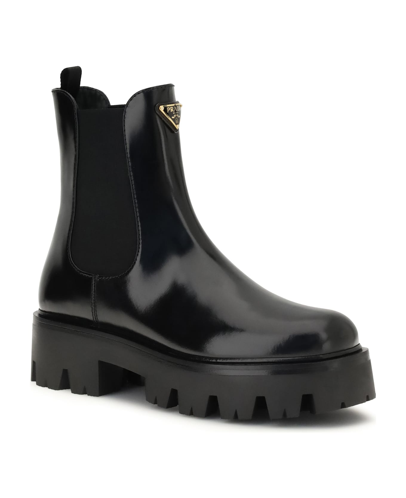 Prada Brushed Leather Ankle Boots - Black