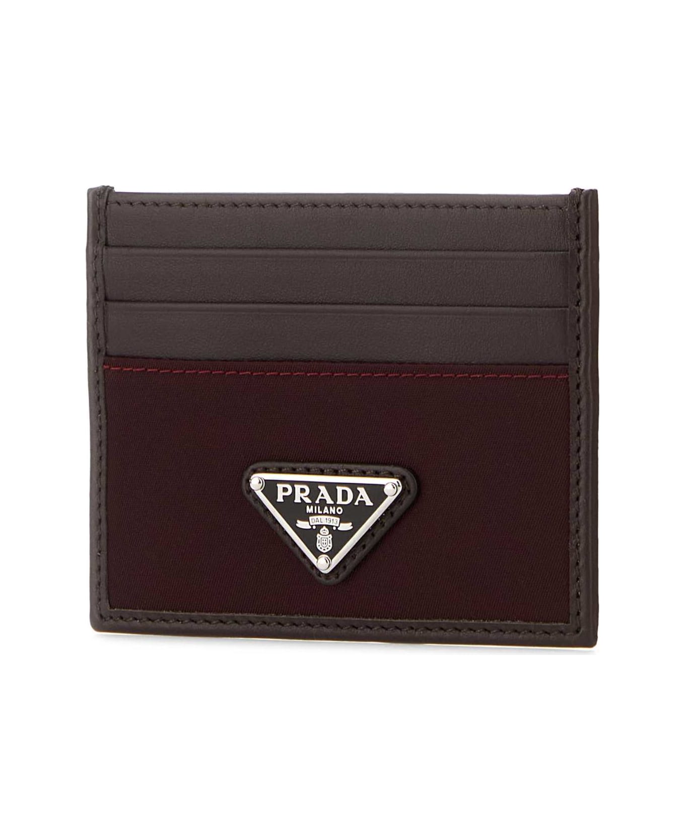 Prada Dark Brown Leather Card Holder - BORDEAUX