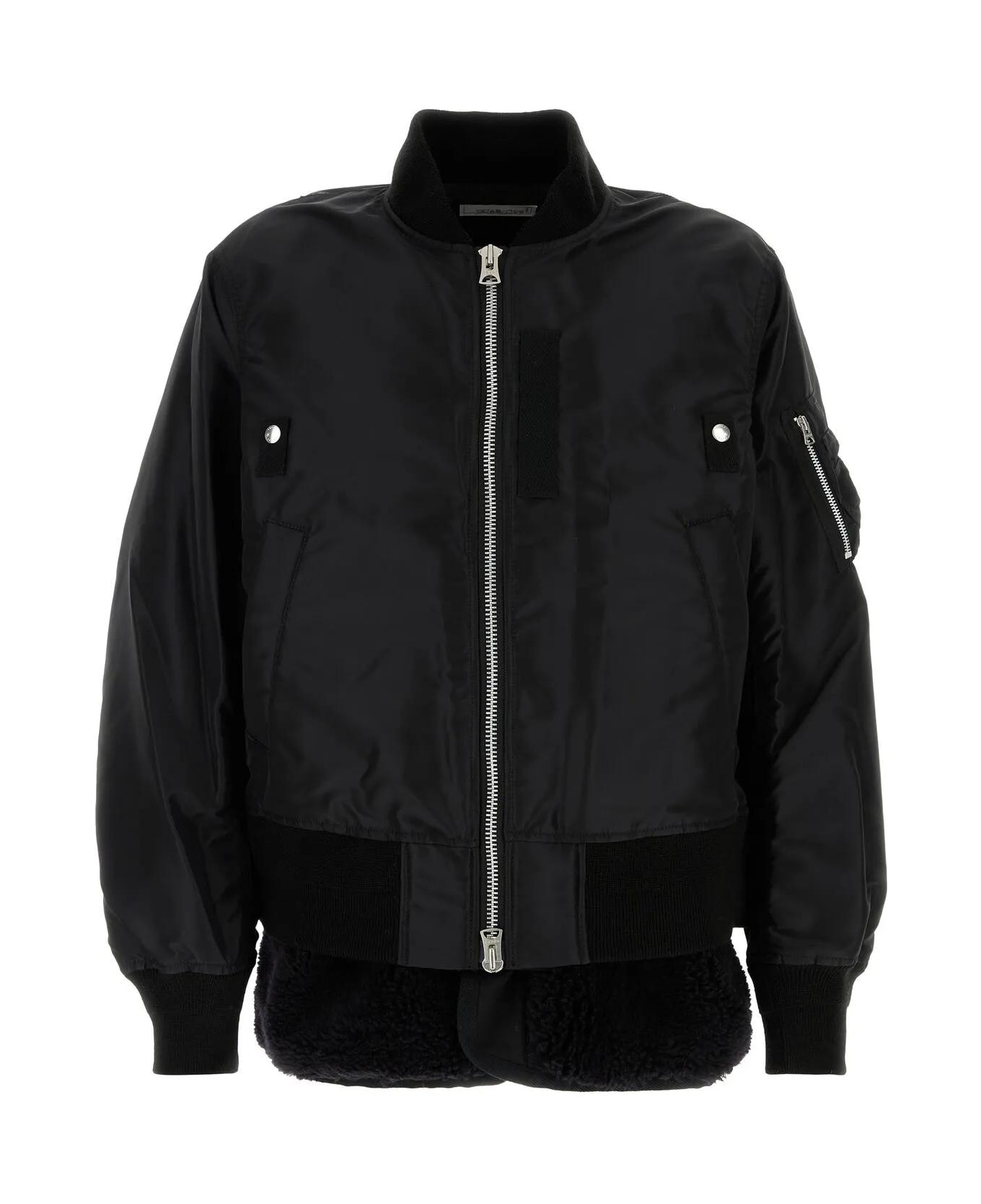 Sacai Black Nylon Bombe Jacket - Black