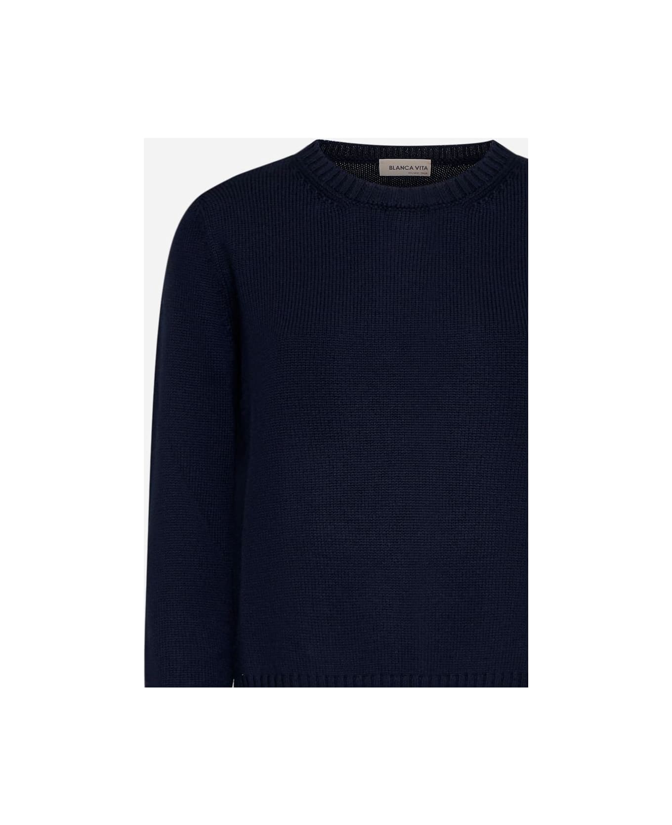 Gran Sasso Blue Virgin Wool Crewneck Sweater