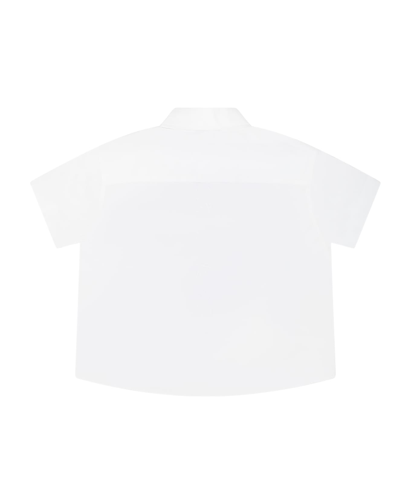 Burberry White Shirt For Baby Boy With Print - White