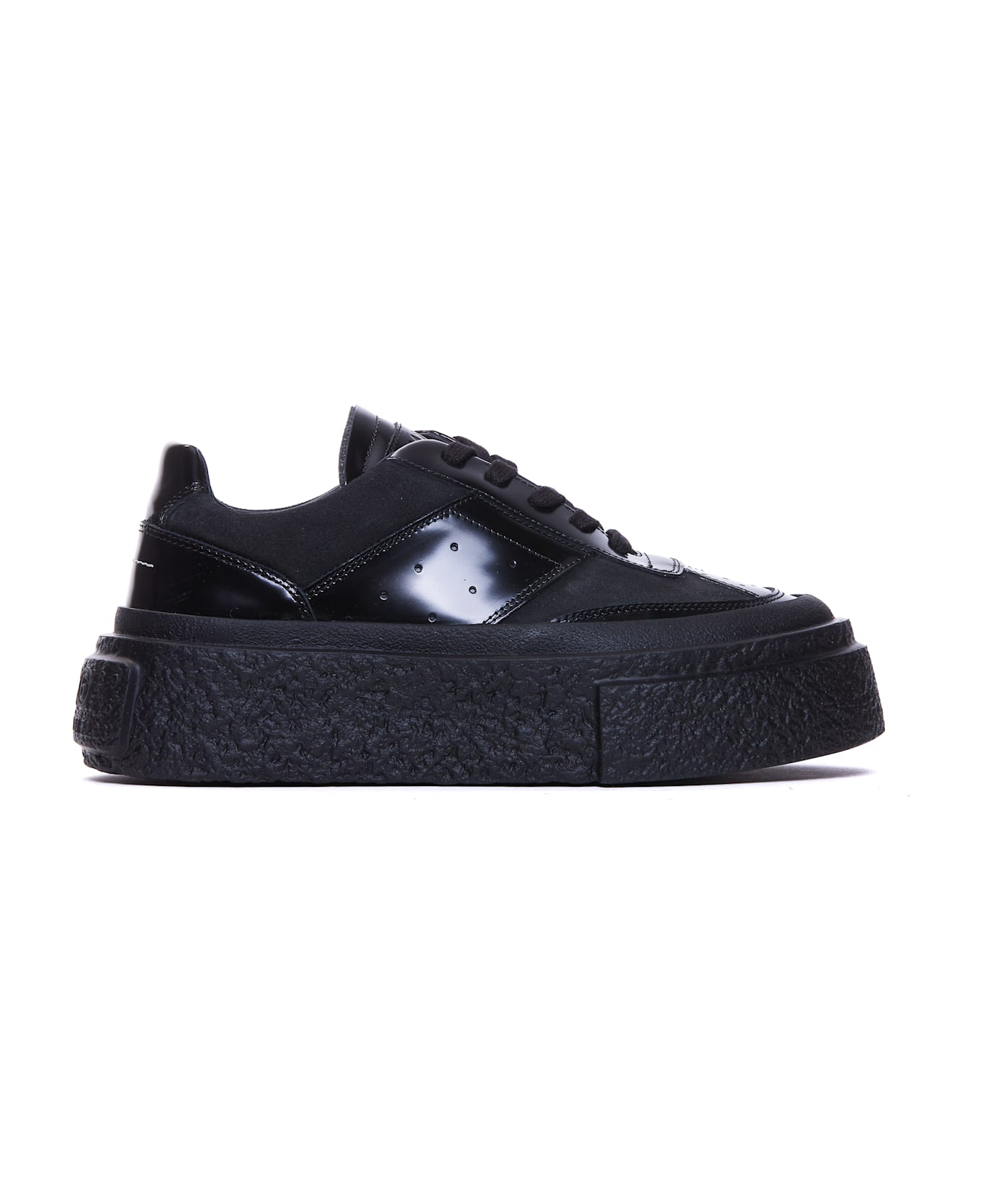 MM6 Maison Margiela Leather Sneakers - Black