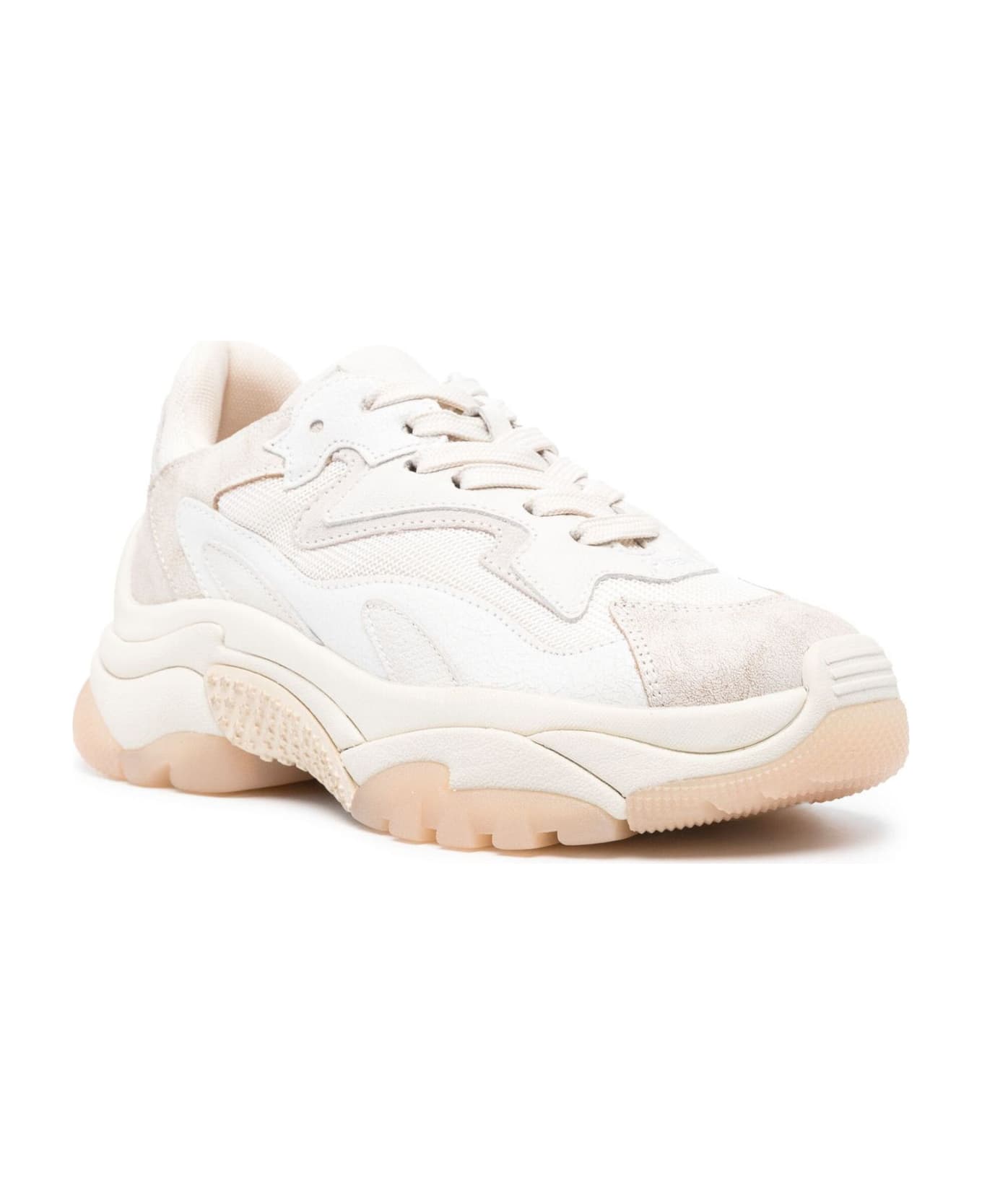 Ash Cream White Suede Sneakers - Beige