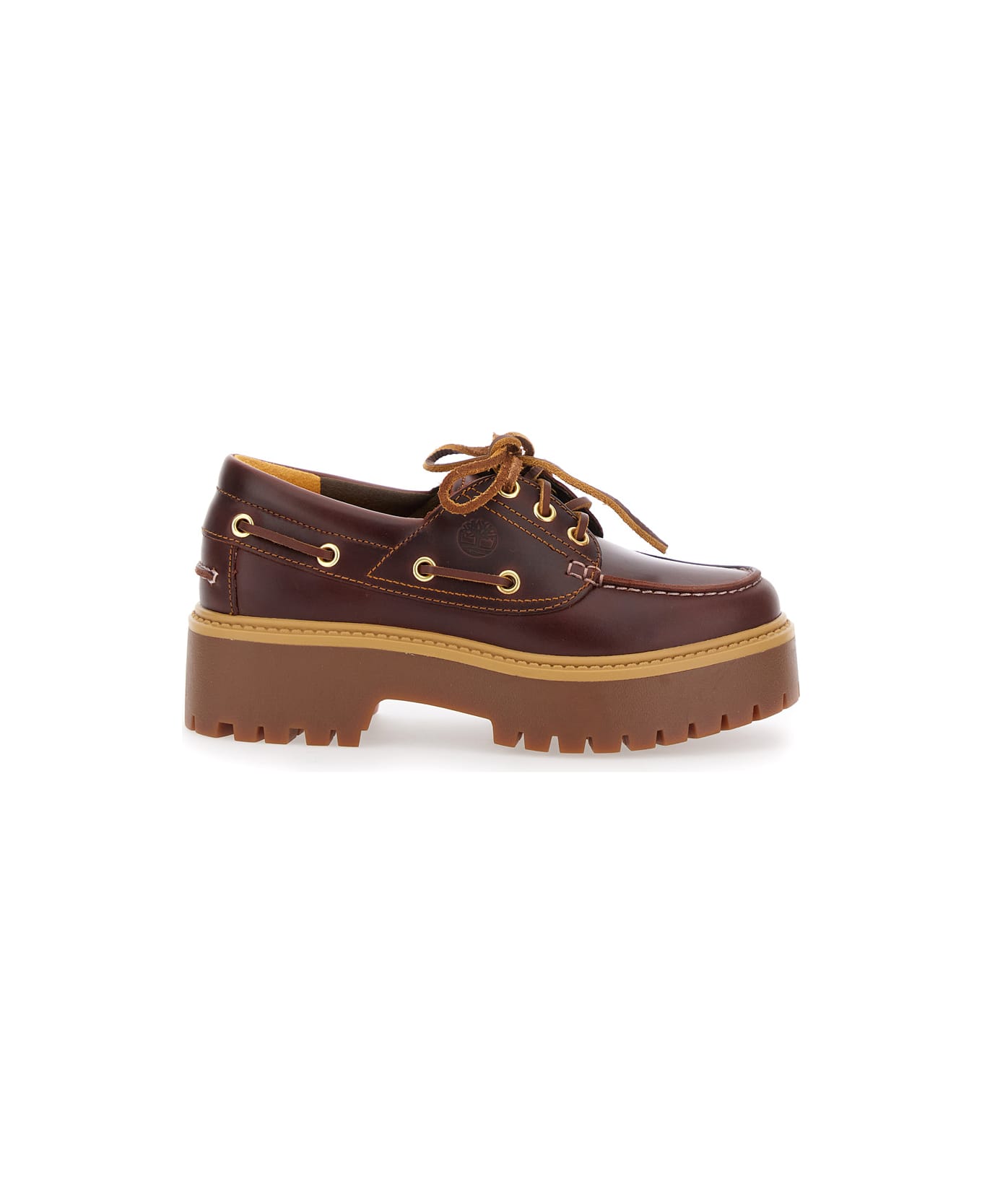 Timberland 
stone Street
 Bordeaux Boat Loafers With Engraved Side Logo And Platform In Leather Woman - Bordeaux