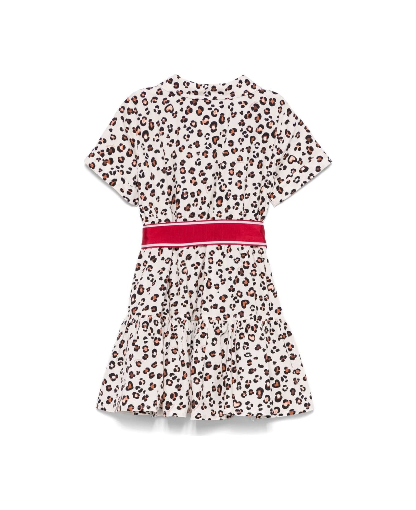 Monnalisa Multicolor Dress With All-over Animal Print And Waist Belt In Cotton Girl - Multicolor