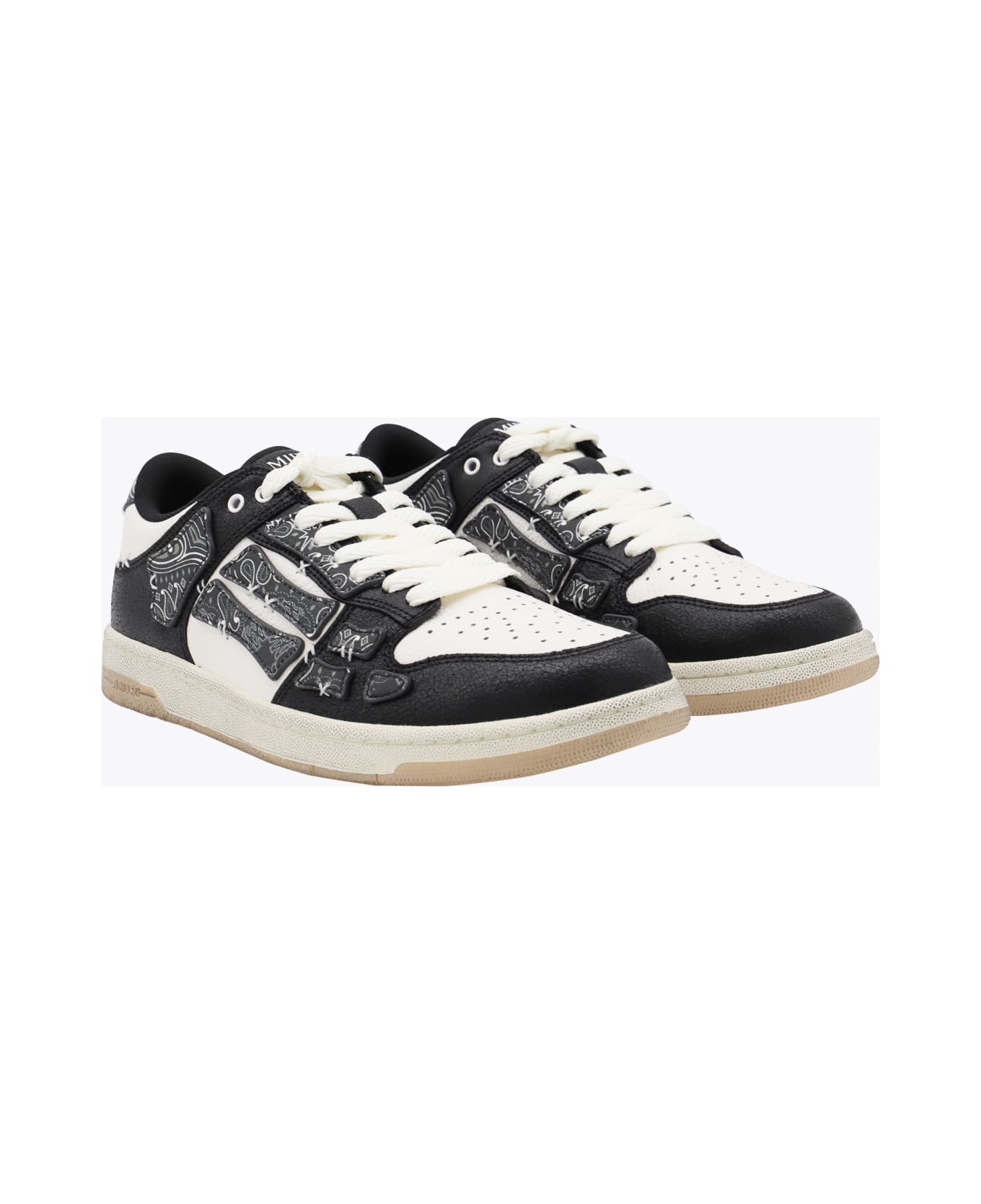 AMIRI Black And White Leather Bandana Skell Low Top Sneakers